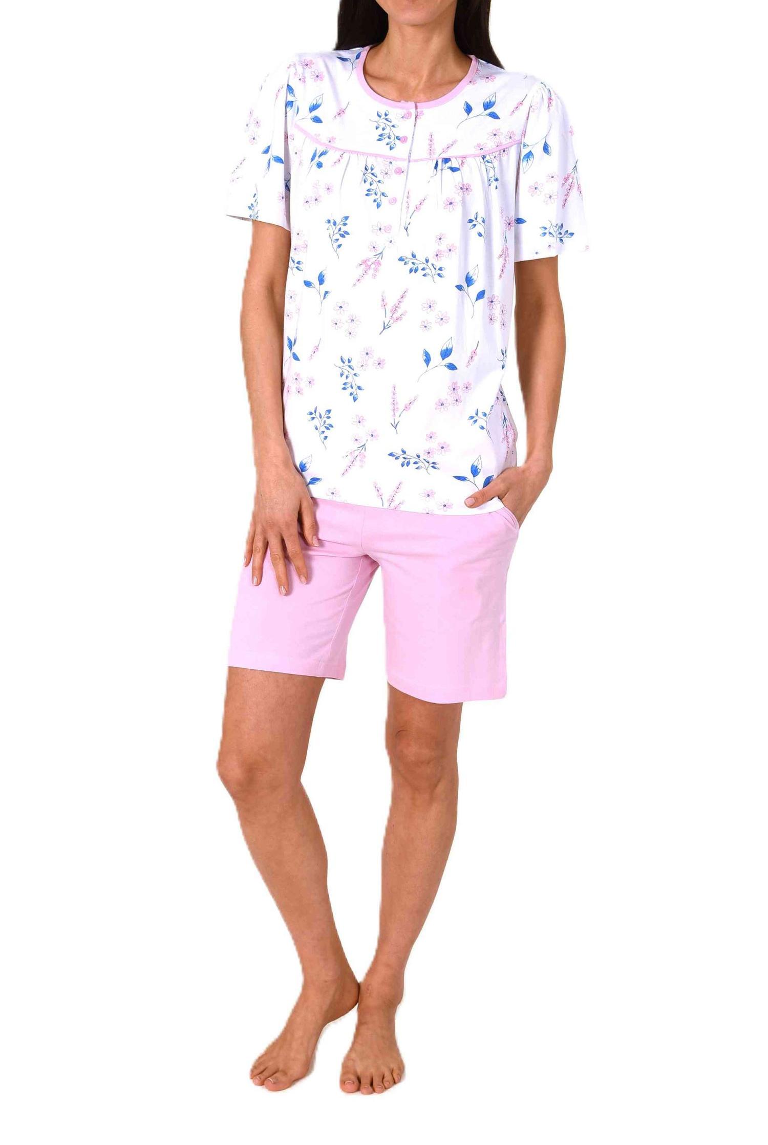 Normann Damen fraulicher kurzarm Pyjama Shorty in Klassischer Optik – auch in Übergröße