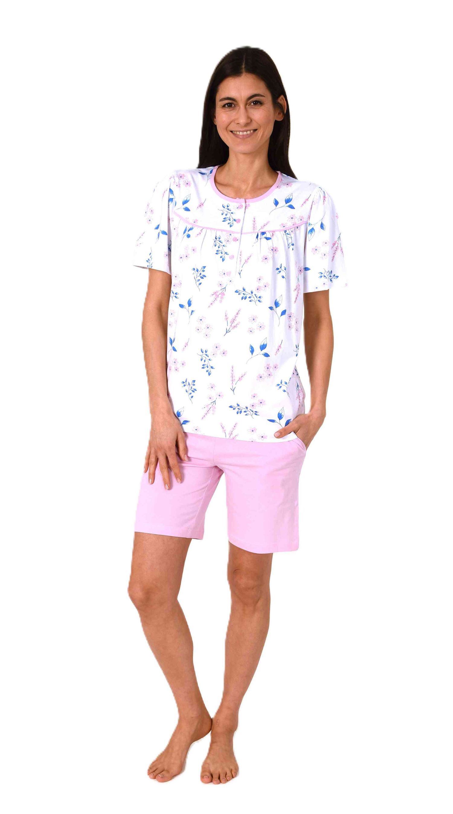 Normann Damen fraulicher kurzarm Pyjama Shorty in Klassischer Optik – auch in Übergröße
