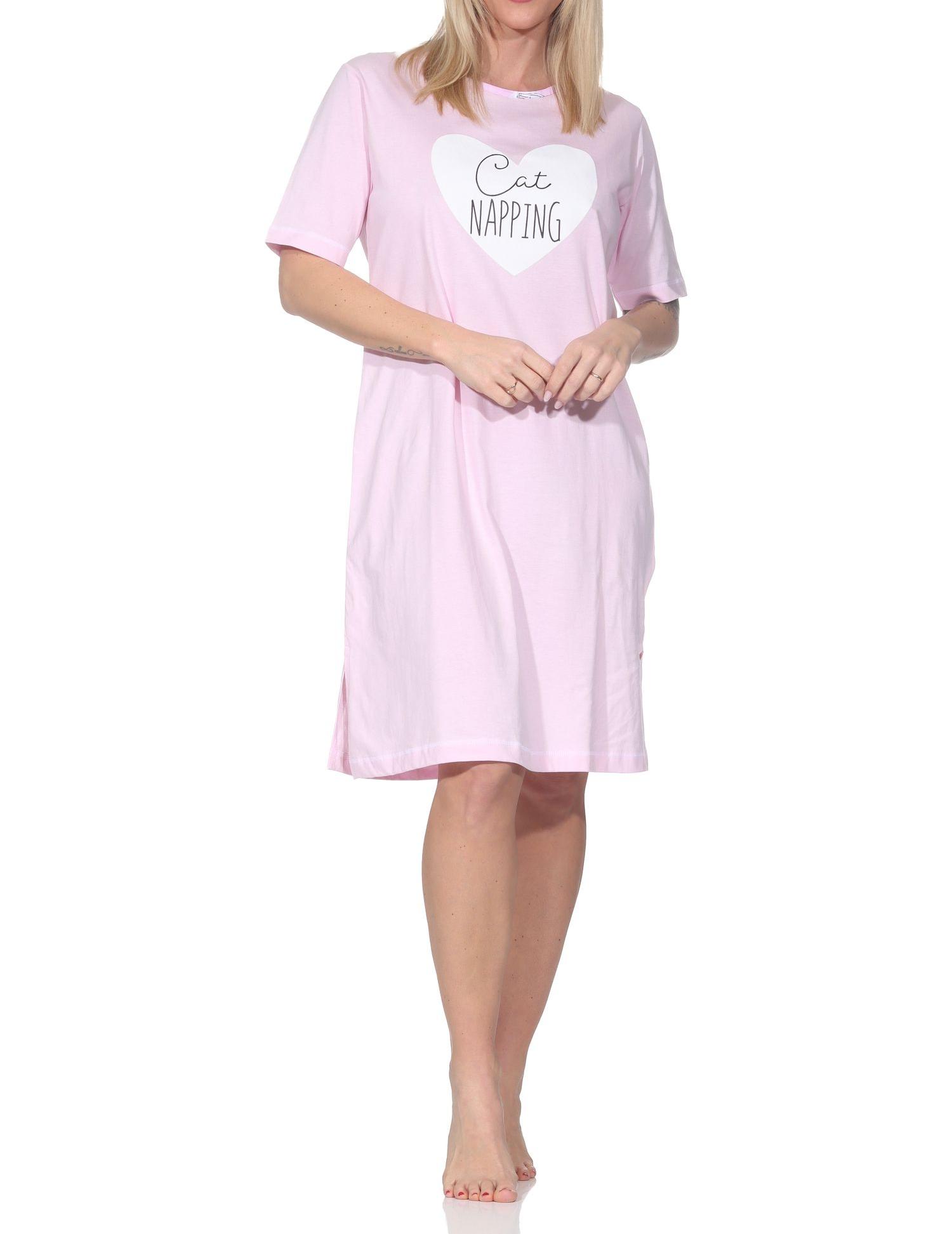 Normann Damen kurzarm Nachthemd mit Herz Motiv Normann Damen kurzarm Nachthemd mit Herz Motiv