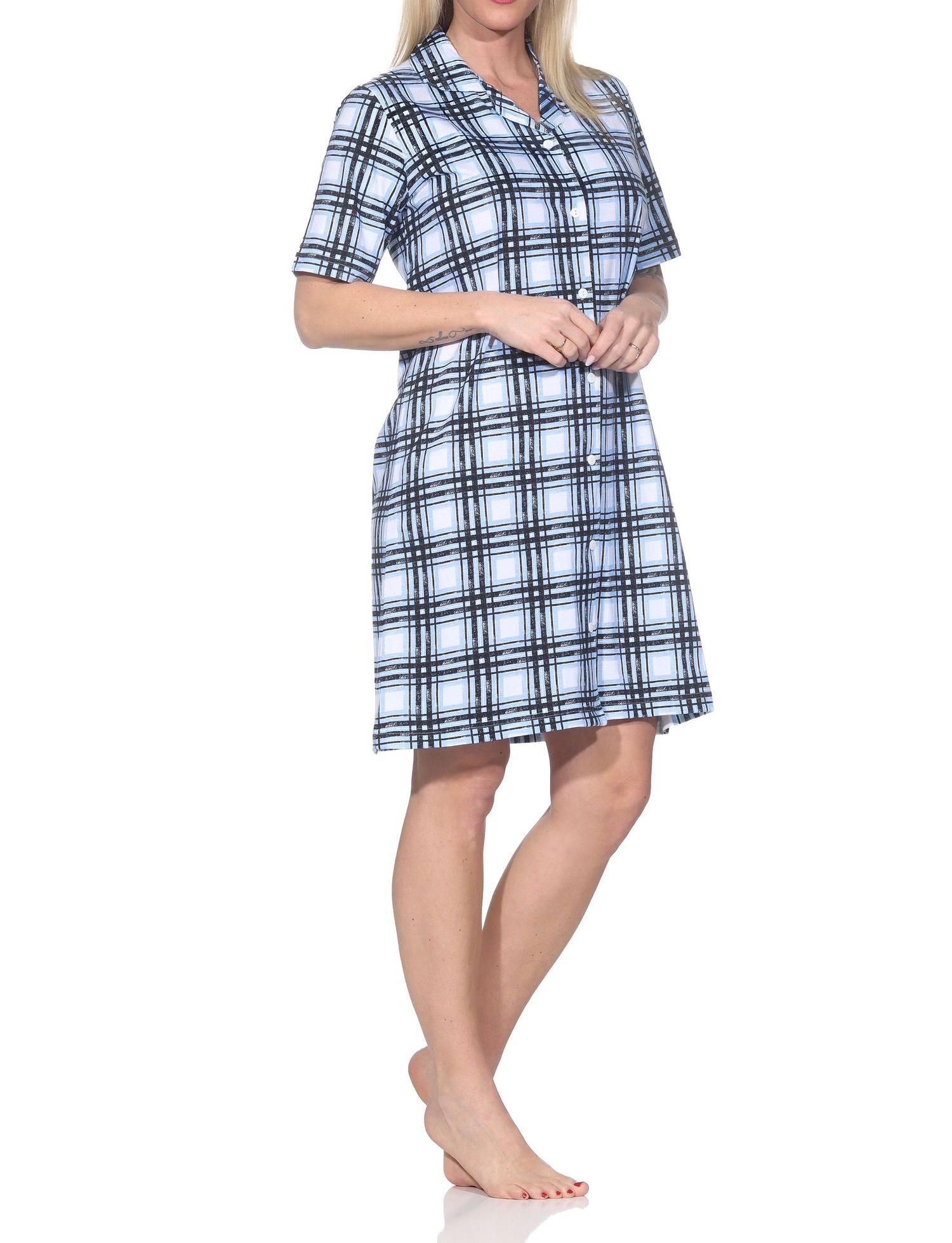 Normann Damen kurzarm Nachthemd aus Single Jersey zum durchknöpfen - auch in Übergrössen Normann Damen kurzarm Nachthemd aus Single Jersey zum durchknöpfen - auch in Übergrössen