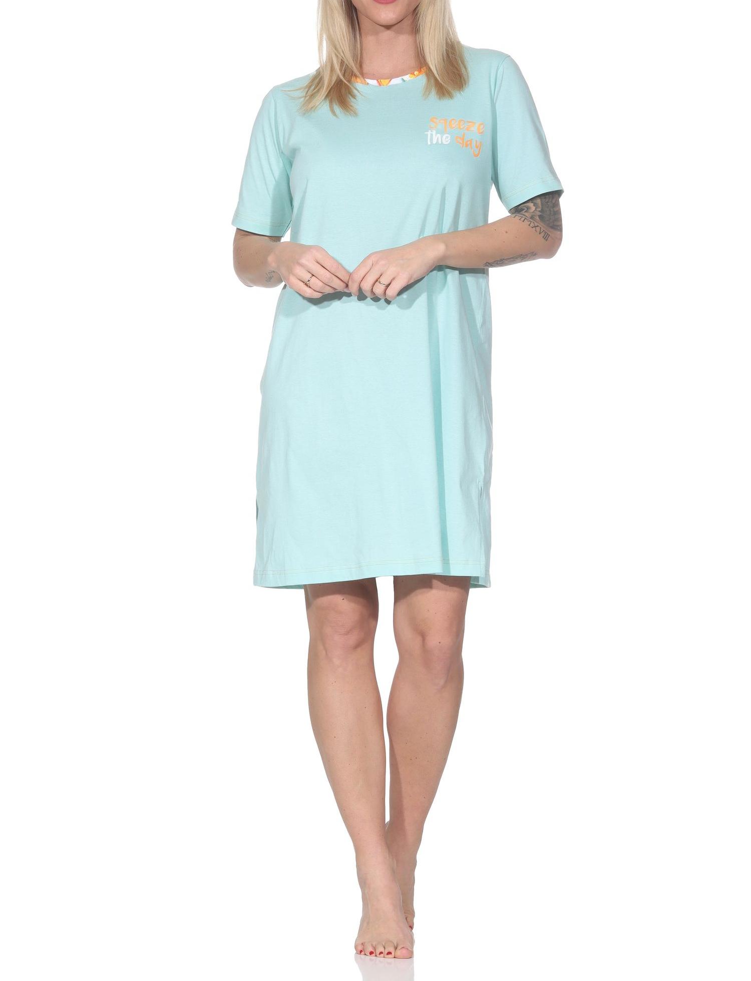 Normann Damen kurzarm Nachthemd in frischer Optik und sommerlichen Look Normann Damen kurzarm Nachthemd in frischer Optik und sommerlichen Look