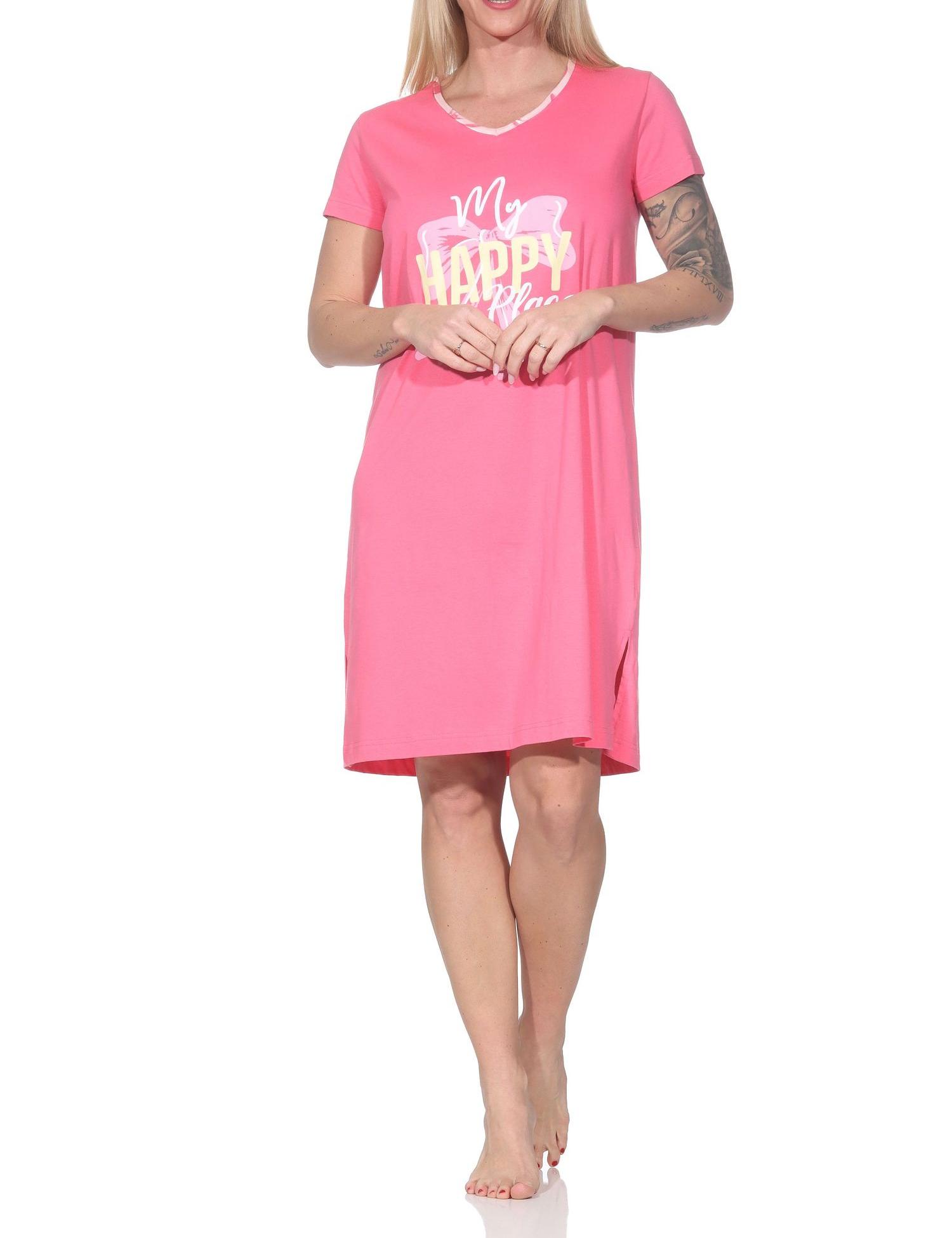 Normann Damen kurzarm Nachthemd in edler Optik mit Frontprint