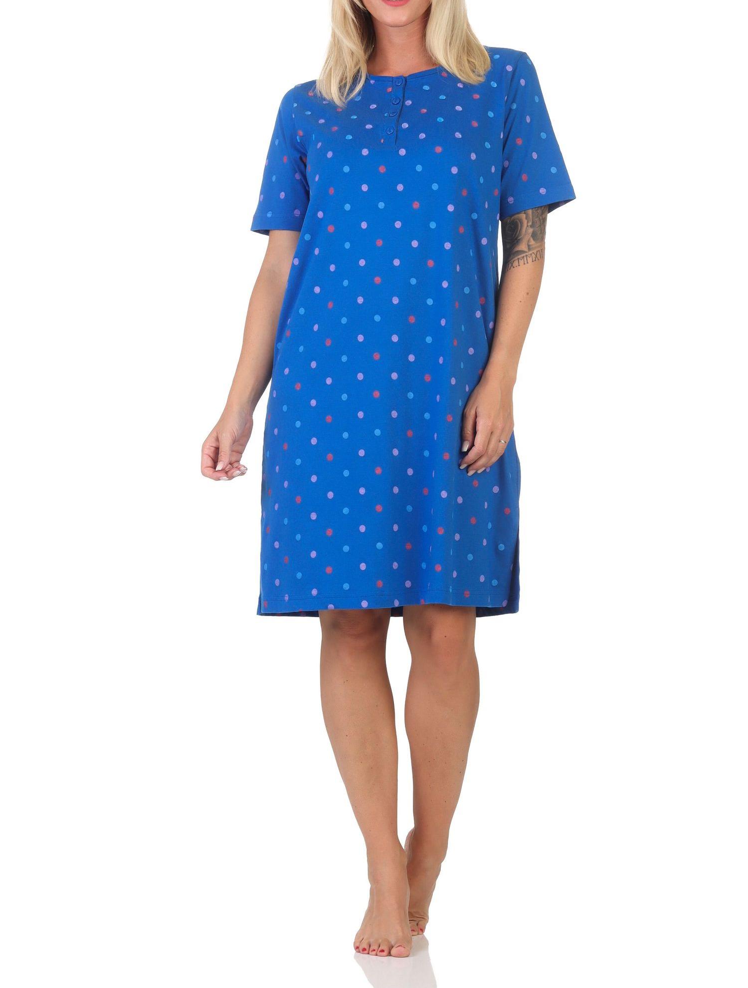 Normann Damen kurzarm Nachthemd in Tupfen-Punkte Optik - auch in Übergröße