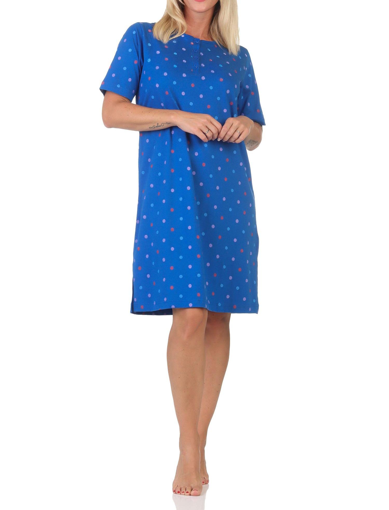 Normann Damen kurzarm Nachthemd in Tupfen-Punkte Optik - auch in Übergröße