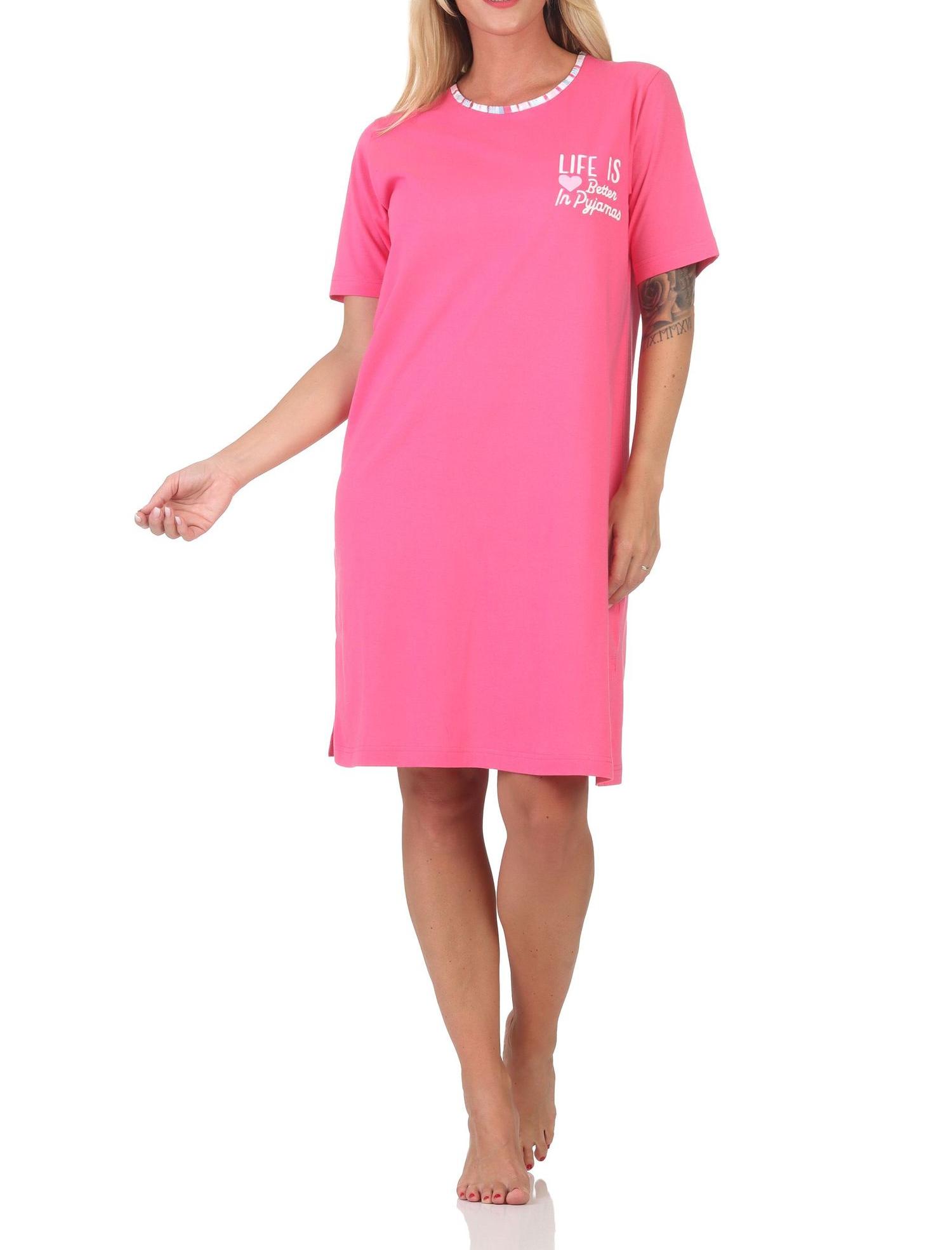 Normann Damen kurzarm Nachthemd Sleepshirt in edler Optik – auch in Übergröße