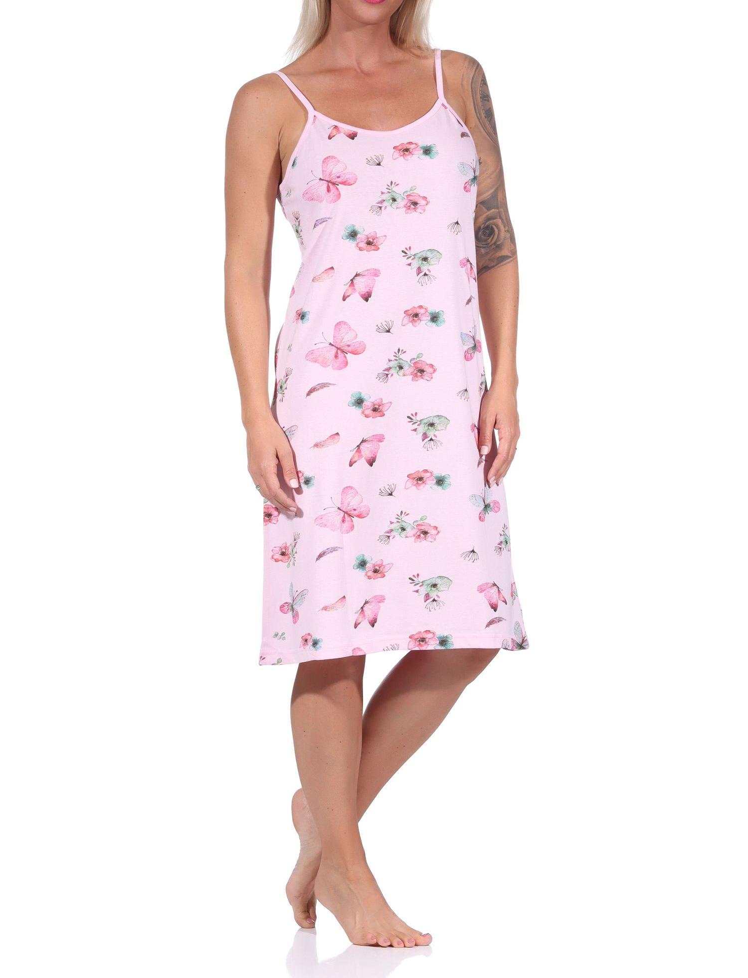 Sommerliches Damen Spaghetti Nachthemd von Normann, florales Design - auch in Übergrössen Sommerliches Damen Spaghetti Nachthemd von Normann, florales Design - auch in Übergrössen