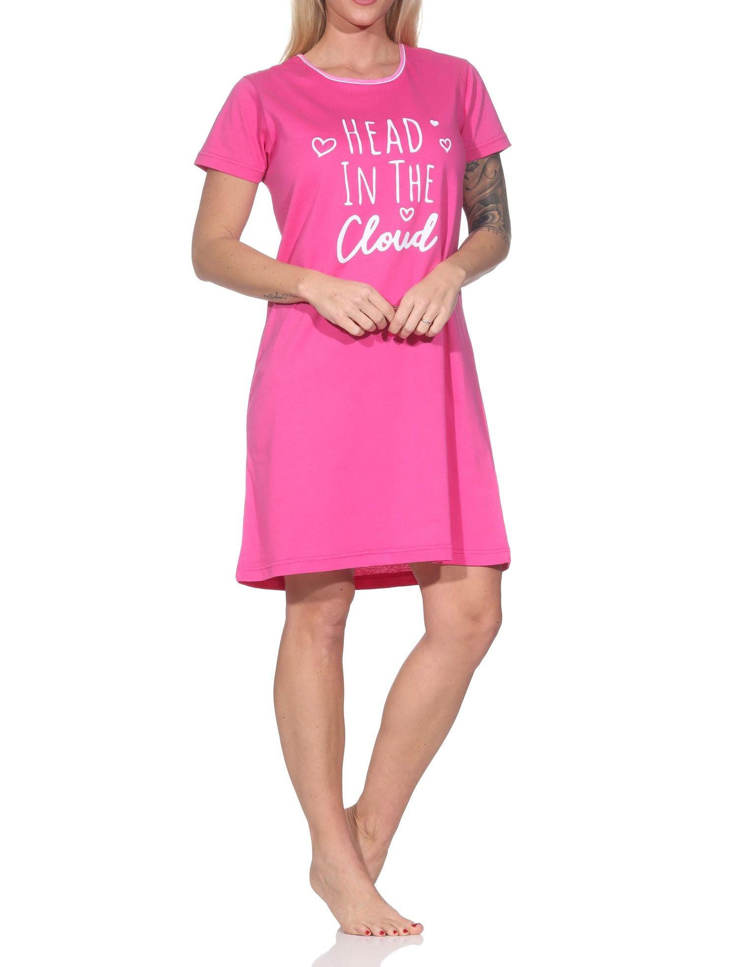 Normann Damen kurzarm Nachthemd mit Frontprint