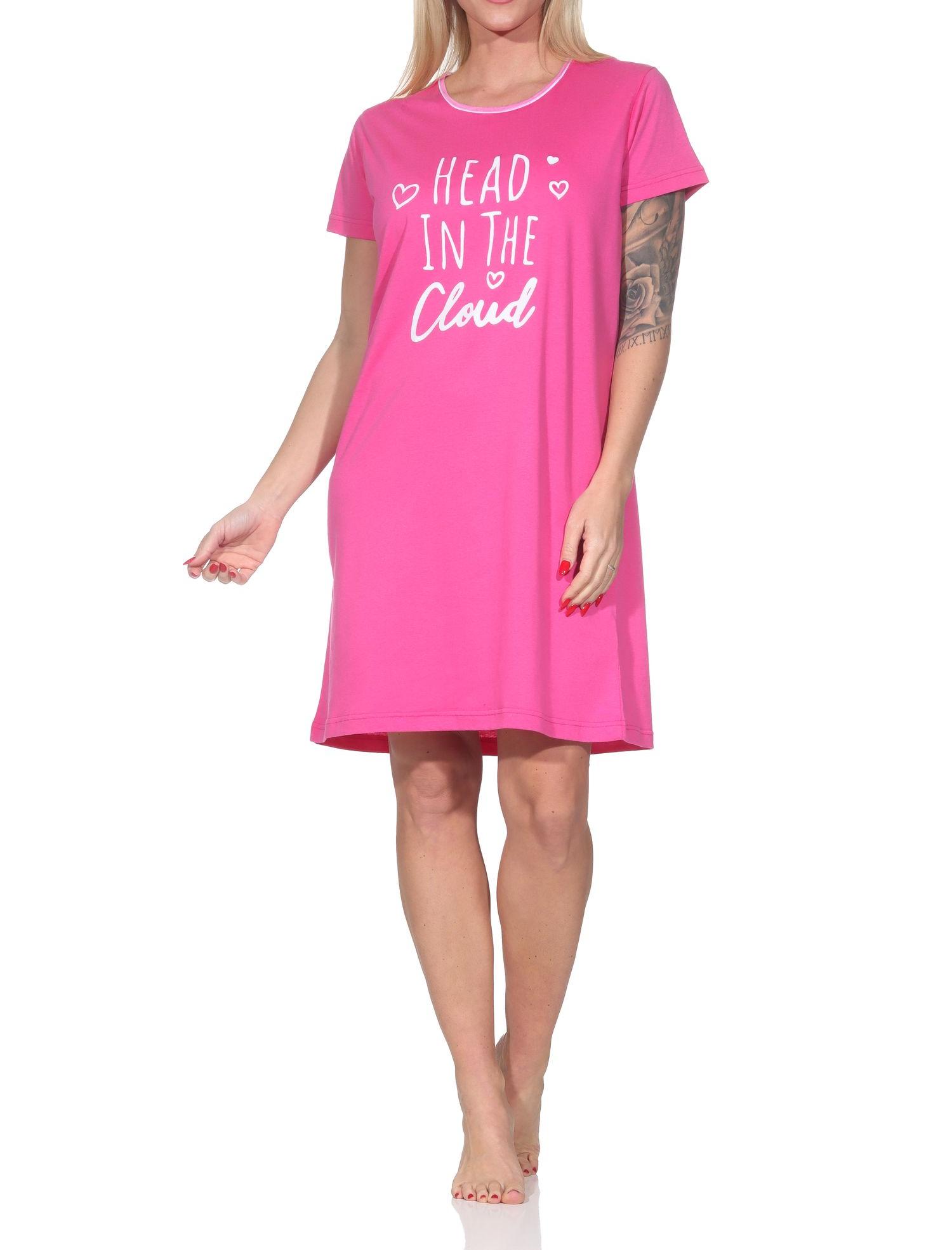 Normann Damen kurzarm Nachthemd mit Frontprint