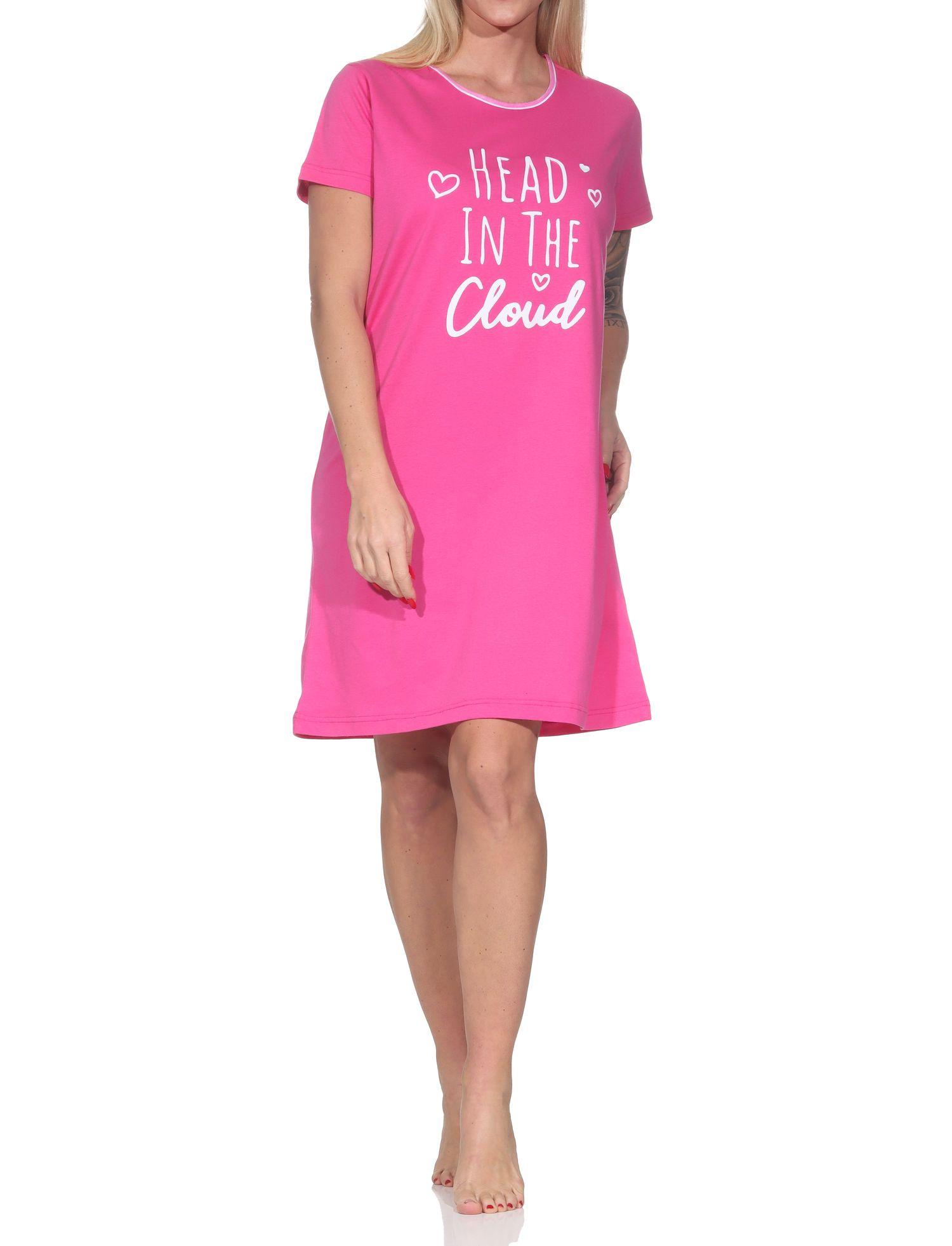 Normann Damen kurzarm Nachthemd mit Frontprint