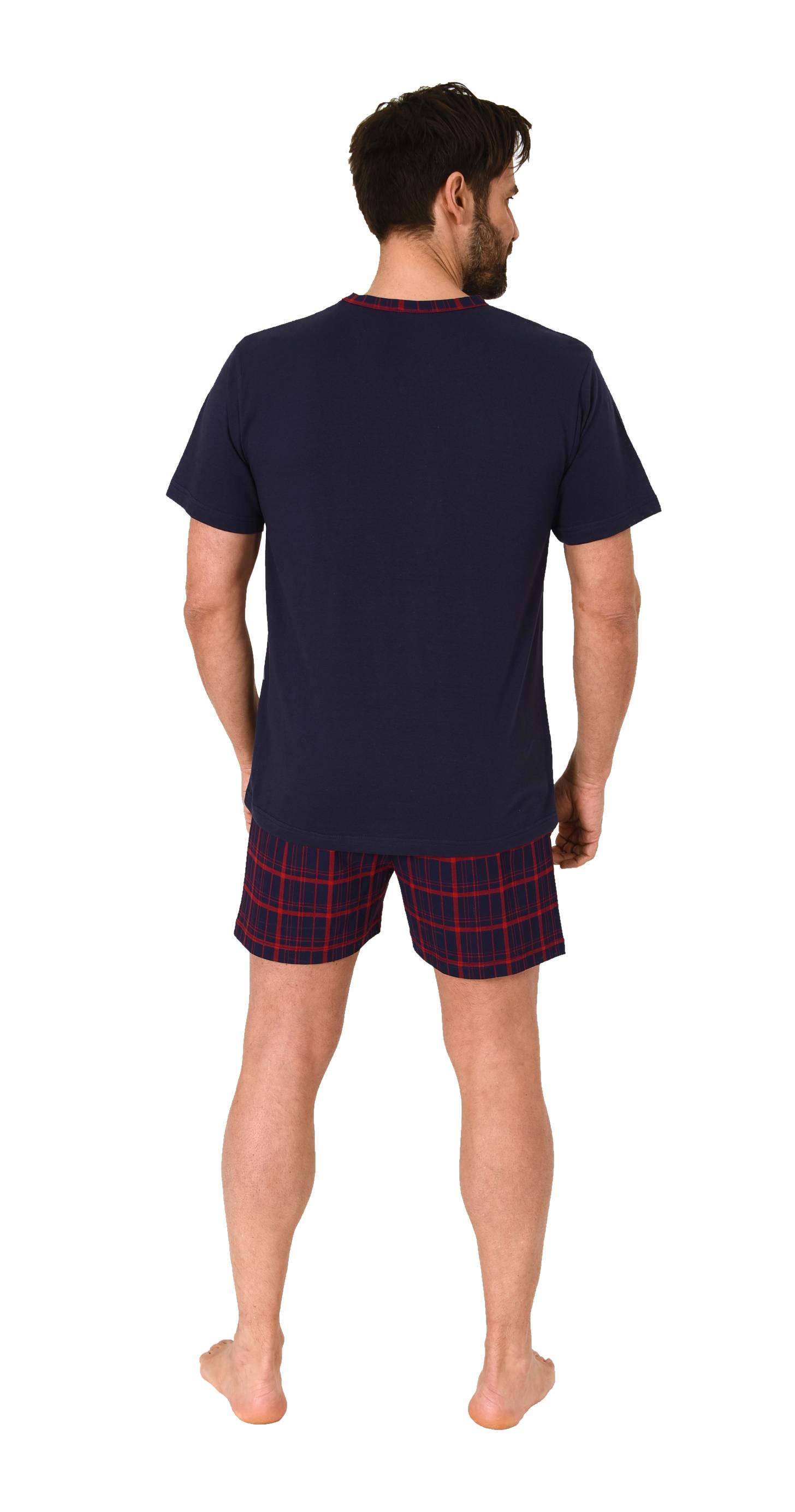 Normann Herren kurzarm Schlafanzug Shorty Pyjama mit Hose in Karo Optik Normann Herren kurzarm Schlafanzug Shorty Pyjama mit Hose in Karo Optik