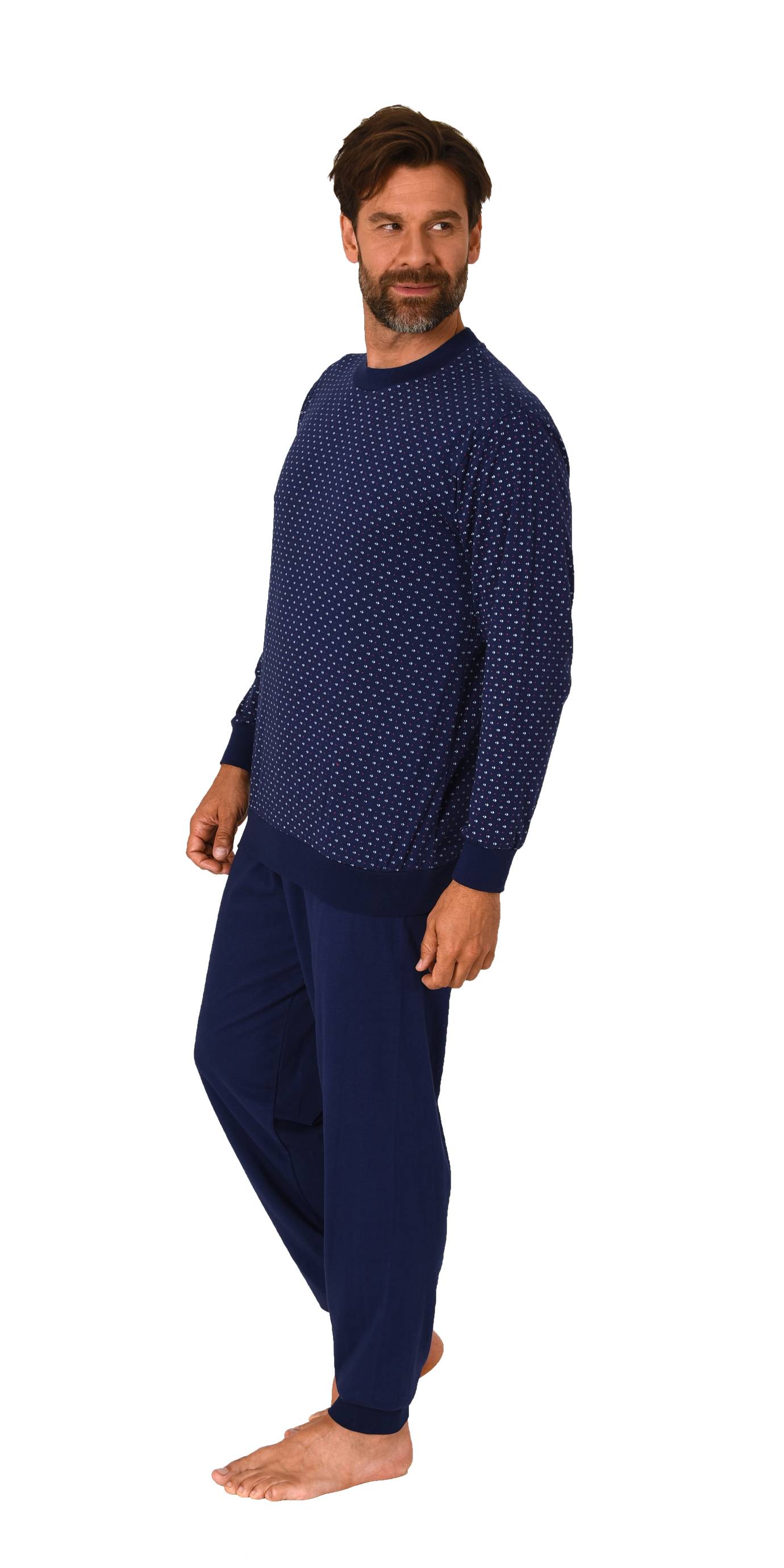 Normann Herren langarm Schlafanzug mit Bündchen Pyjama in edler Minimal-Print-Optik Normann Herren langarm Schlafanzug mit Bündchen Pyjama in edler Minimal-Print-Optik