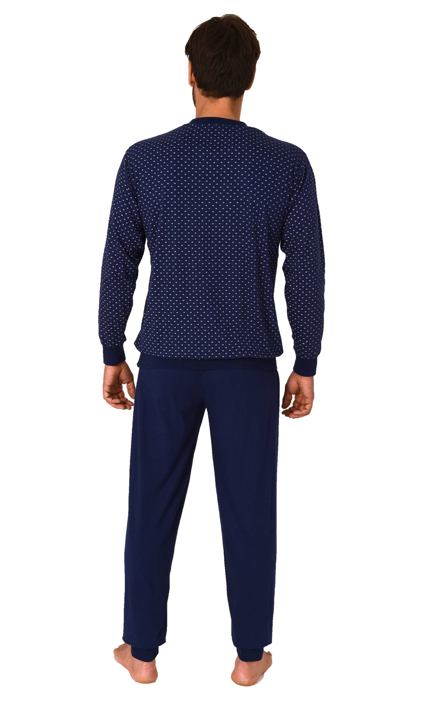 Normann Herren langarm Schlafanzug mit Bündchen Pyjama in edler Minimal-Print-Optik Normann Herren langarm Schlafanzug mit Bündchen Pyjama in edler Minimal-Print-Optik