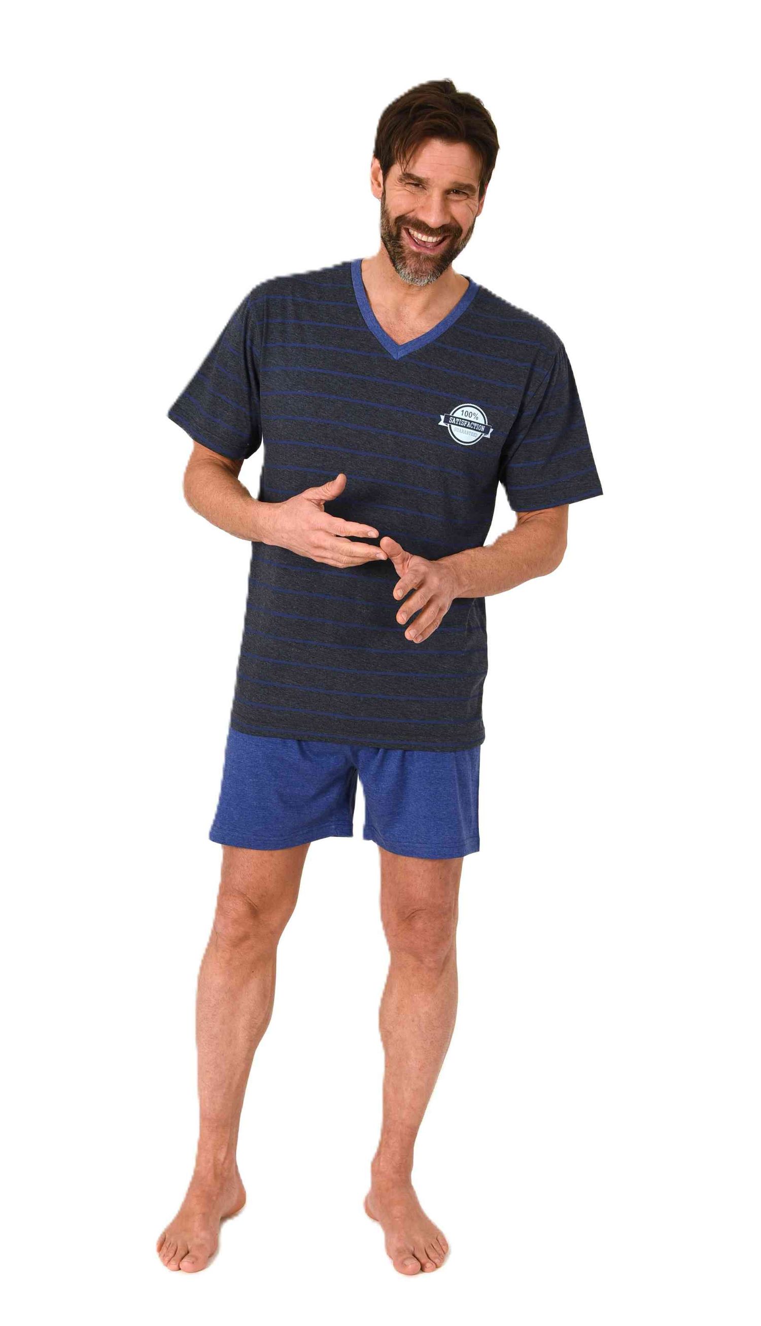 Normann Herren kurzarm Schlafanzug Shorty Pyjama in eleganter Streifenoptik Normann Herren kurzarm Schlafanzug Shorty Pyjama in eleganter Streifenoptik