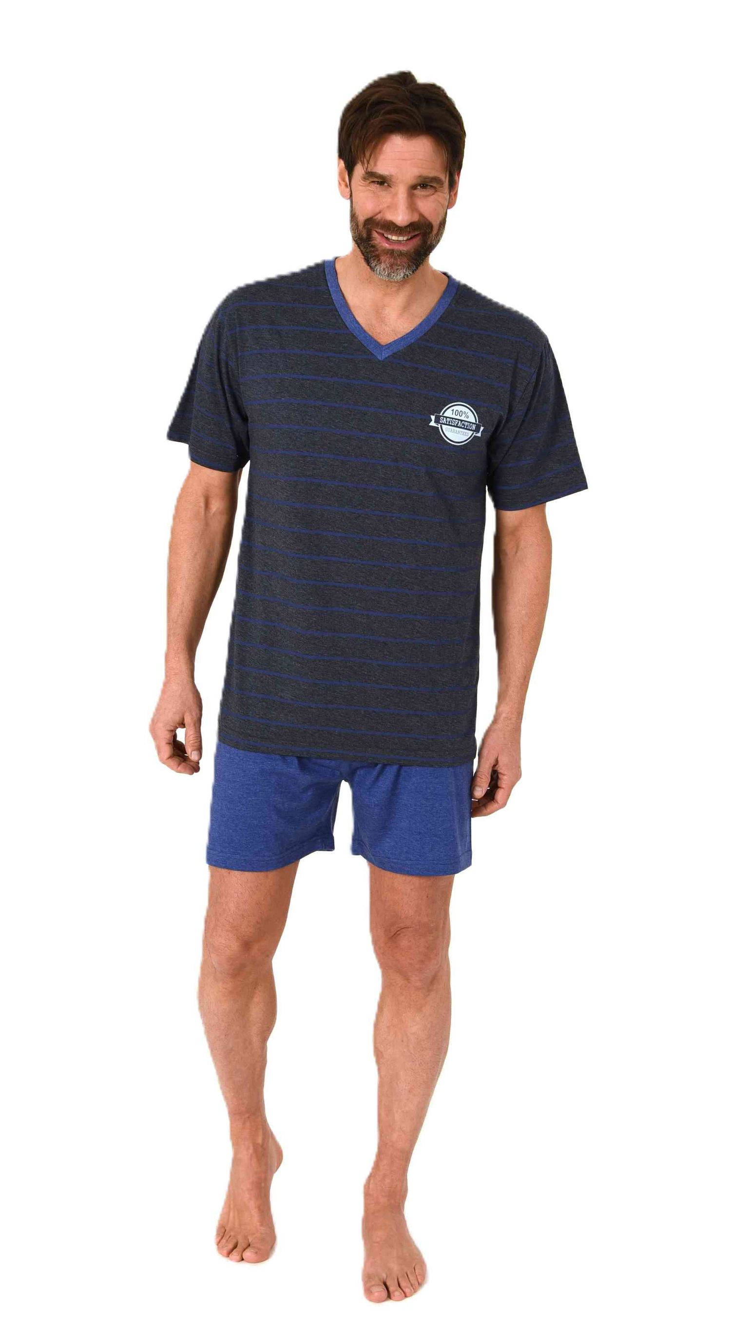 Normann Herren kurzarm Schlafanzug Shorty Pyjama in eleganter Streifenoptik Normann Herren kurzarm Schlafanzug Shorty Pyjama in eleganter Streifenoptik