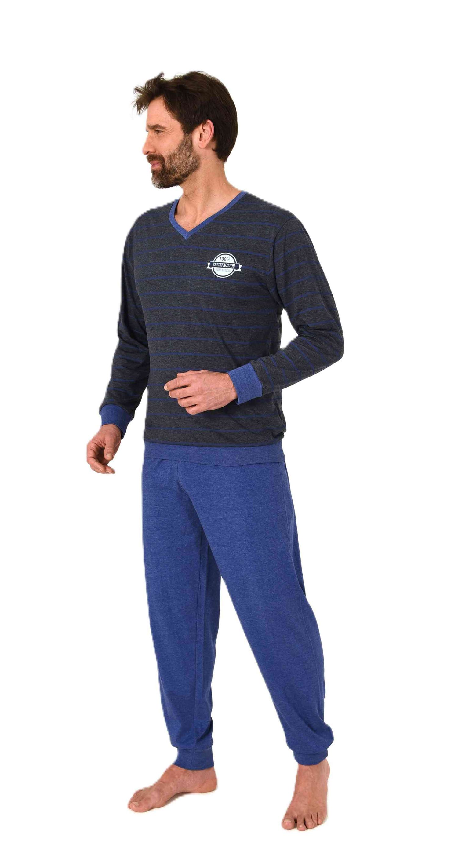 Normann Herren langarm Schlafanzug Pyjama mit Bündchen in eleganter Streifenoptik Normann Herren langarm Schlafanzug Pyjama mit Bündchen in eleganter Streifenoptik