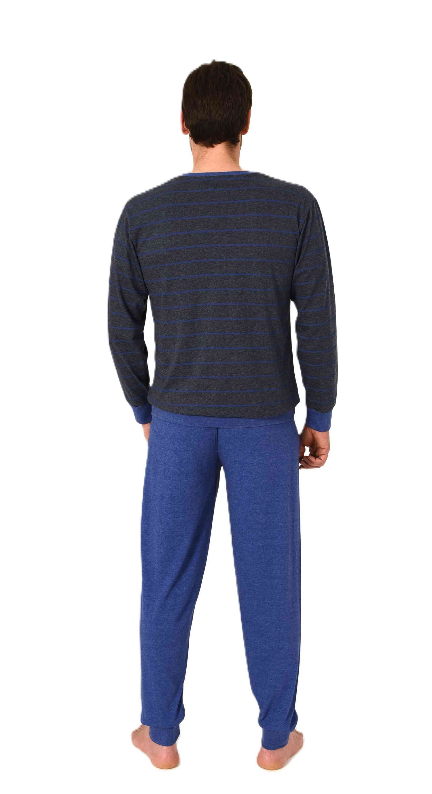 Normann Herren langarm Schlafanzug Pyjama mit Bündchen in eleganter Streifenoptik Normann Herren langarm Schlafanzug Pyjama mit Bündchen in eleganter Streifenoptik