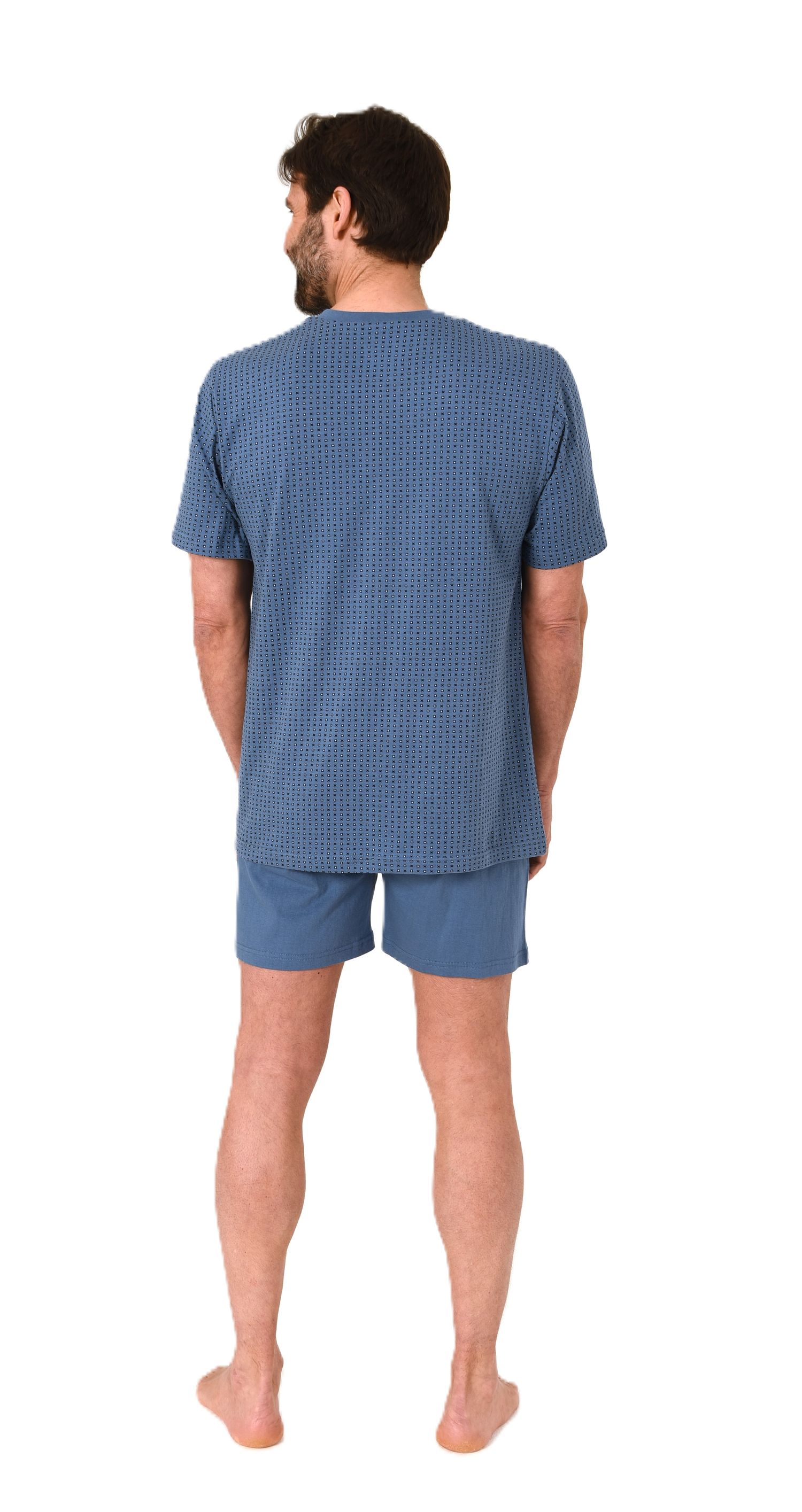 Normann Herren kurzarm Schlafanzug Shorty Pyjama mit V-Hals Normann Herren kurzarm Schlafanzug Shorty Pyjama in eleganten Minimal-Print und V-Hals