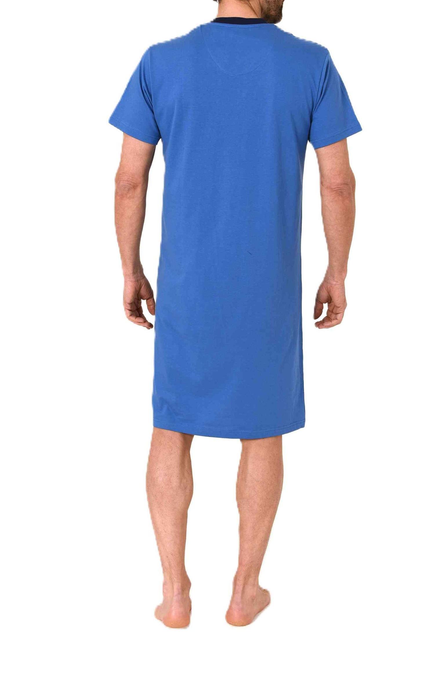 Normann Herren kurzarm Nachthemd mit edlen Frontprint und V-Hals - auch in Übergröße