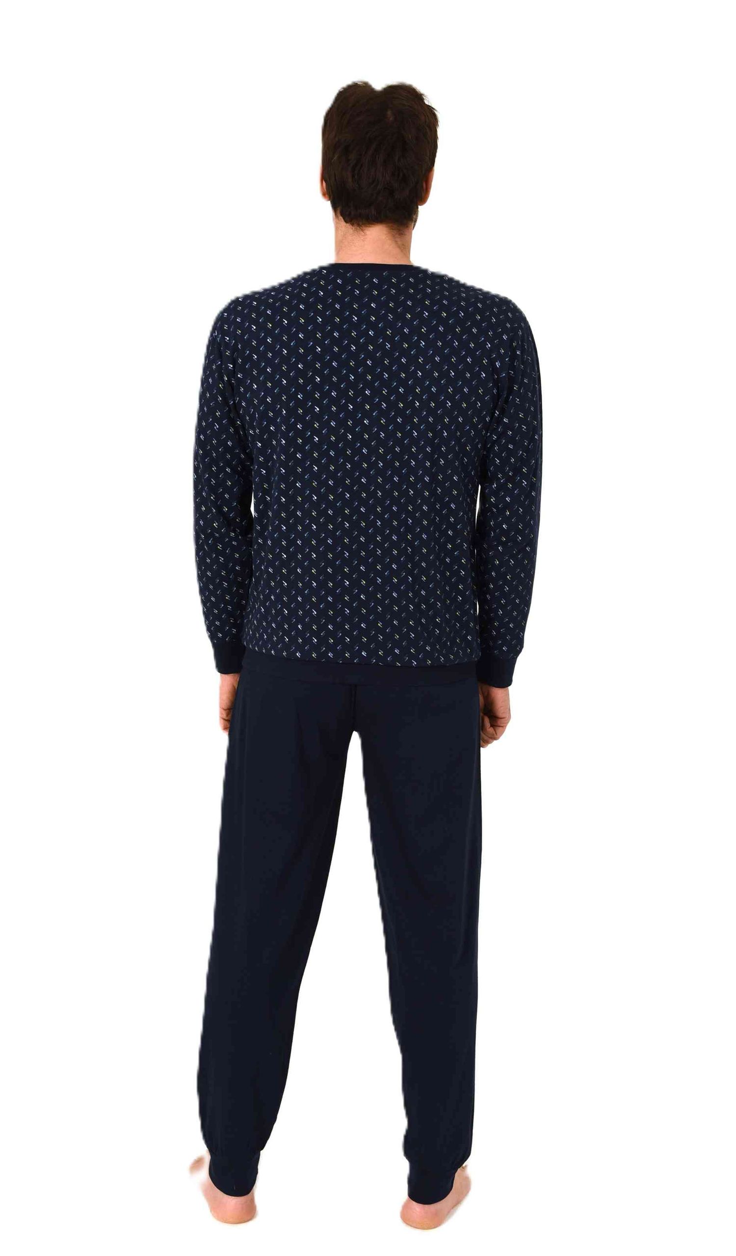 Normann Herren langarm Schlafanzug mit Bündchen Pyjama in edler Minimal Print Optik Normann Herren langarm Schlafanzug mit Bündchen Pyjama in edler Minimal Print Optik