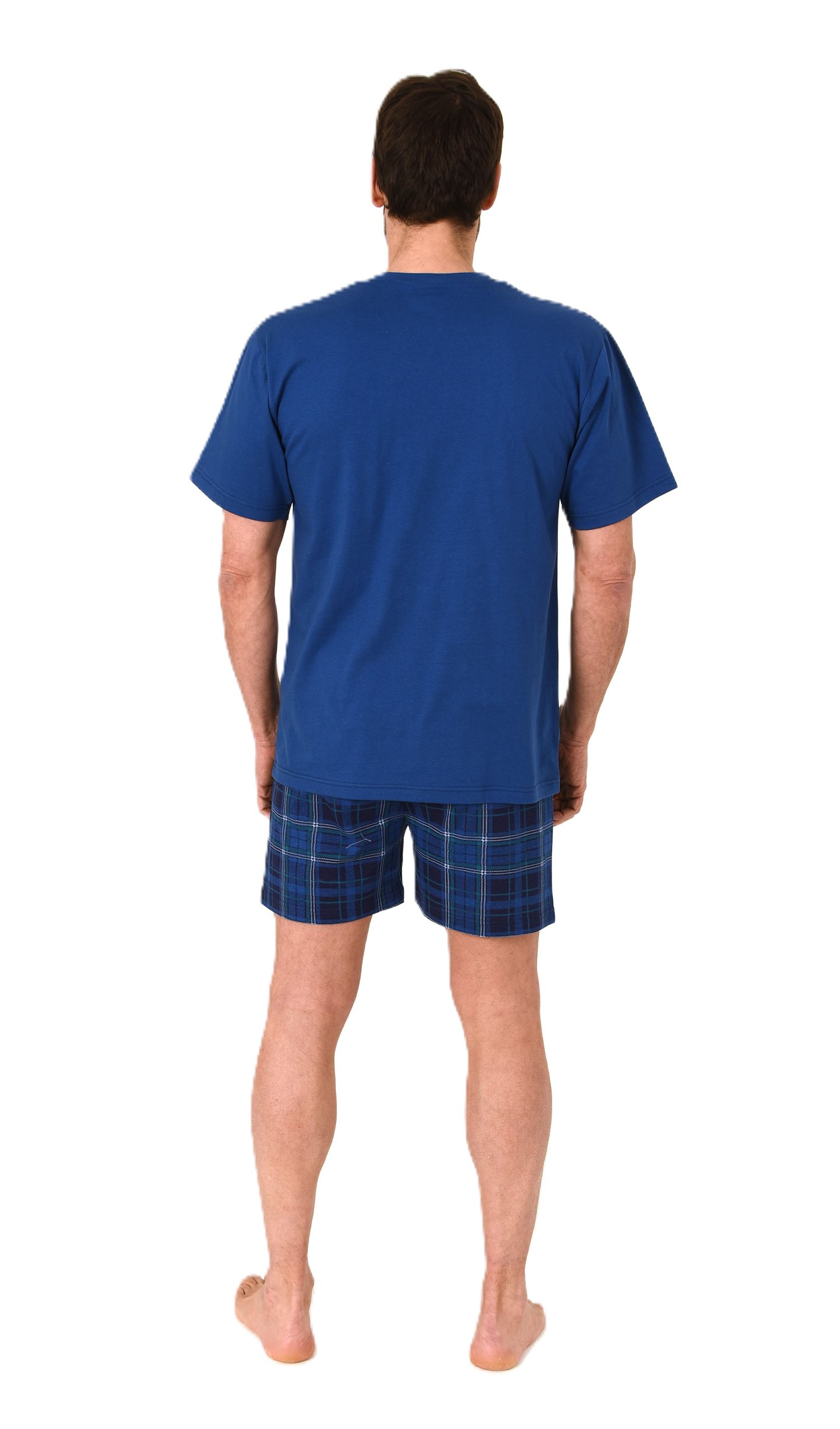 Normann Herren Schlafanzug kurzarm Shorty mit Jersey Pyjama Hose in karierter Optik Normann Herren Schlafanzug kurzarm Shorty mit Jersey Pyjama Hose in karierter Optik