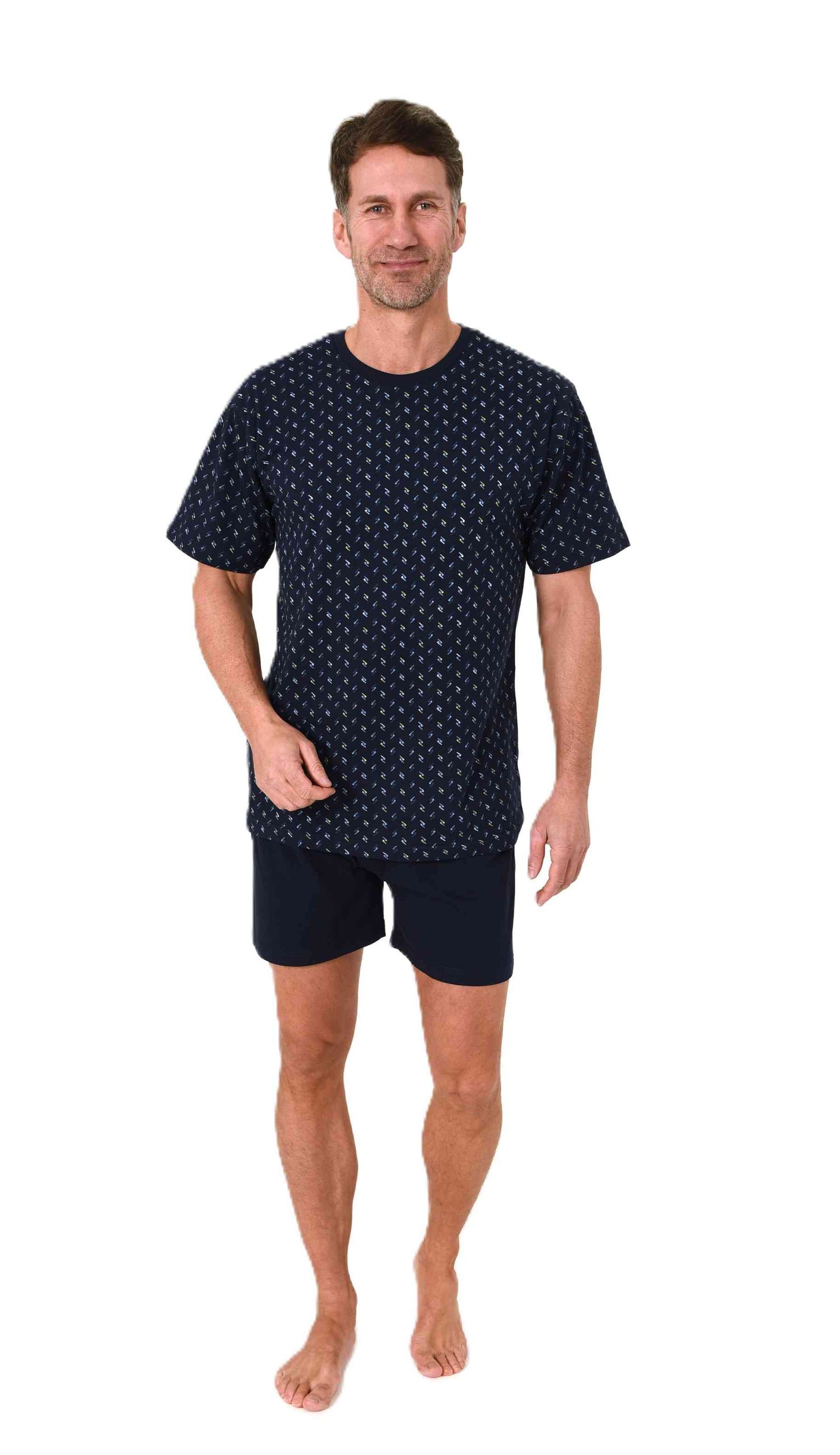 Normann Herren Schlafanzug kurzarm Shorty Pyjama in edler Minimal Print Optik Normann Herren Schlafanzug kurzarm Shorty Pyjama in edler Minimal Print Optik