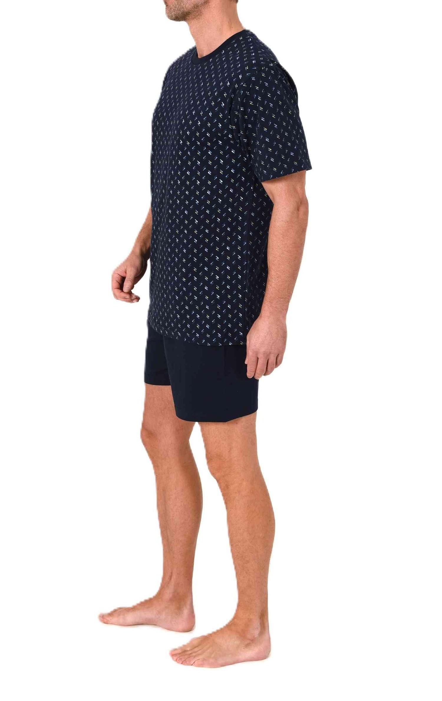 Normann Herren Schlafanzug kurzarm Shorty Pyjama in edler Minimal Print Optik