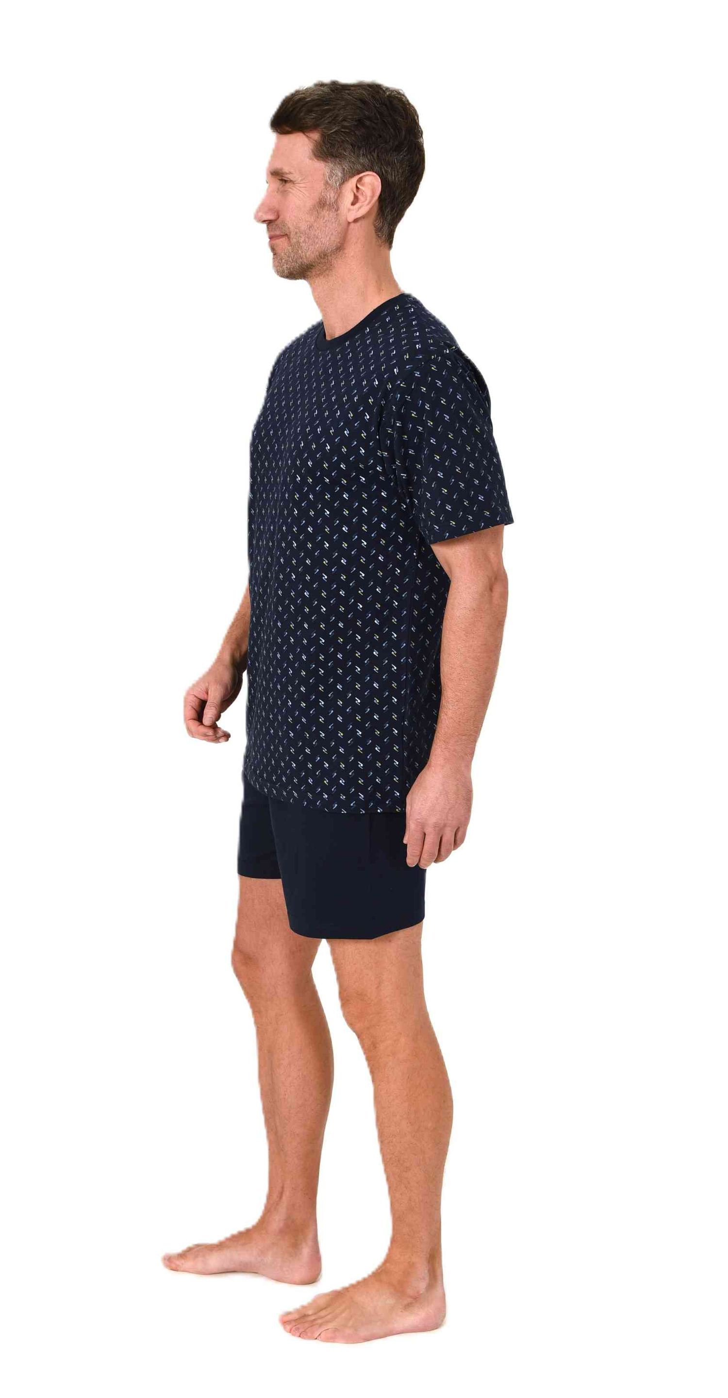 Normann Herren Schlafanzug kurzarm Shorty Pyjama in edler Minimal Print Optik Normann Herren Schlafanzug kurzarm Shorty Pyjama in edler Minimal Print Optik