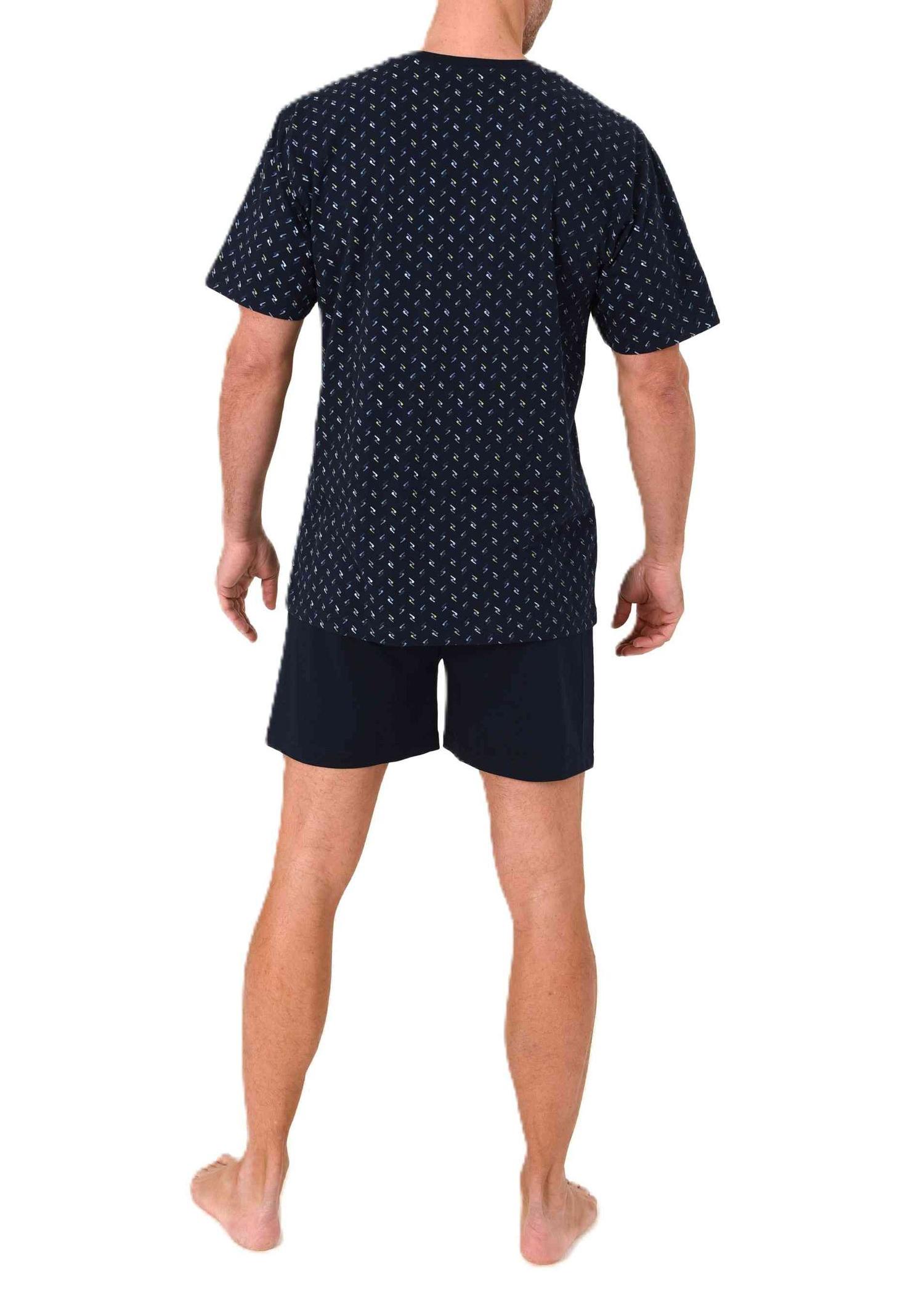 Normann Herren Schlafanzug kurzarm Shorty Pyjama in edler Minimal Print Optik