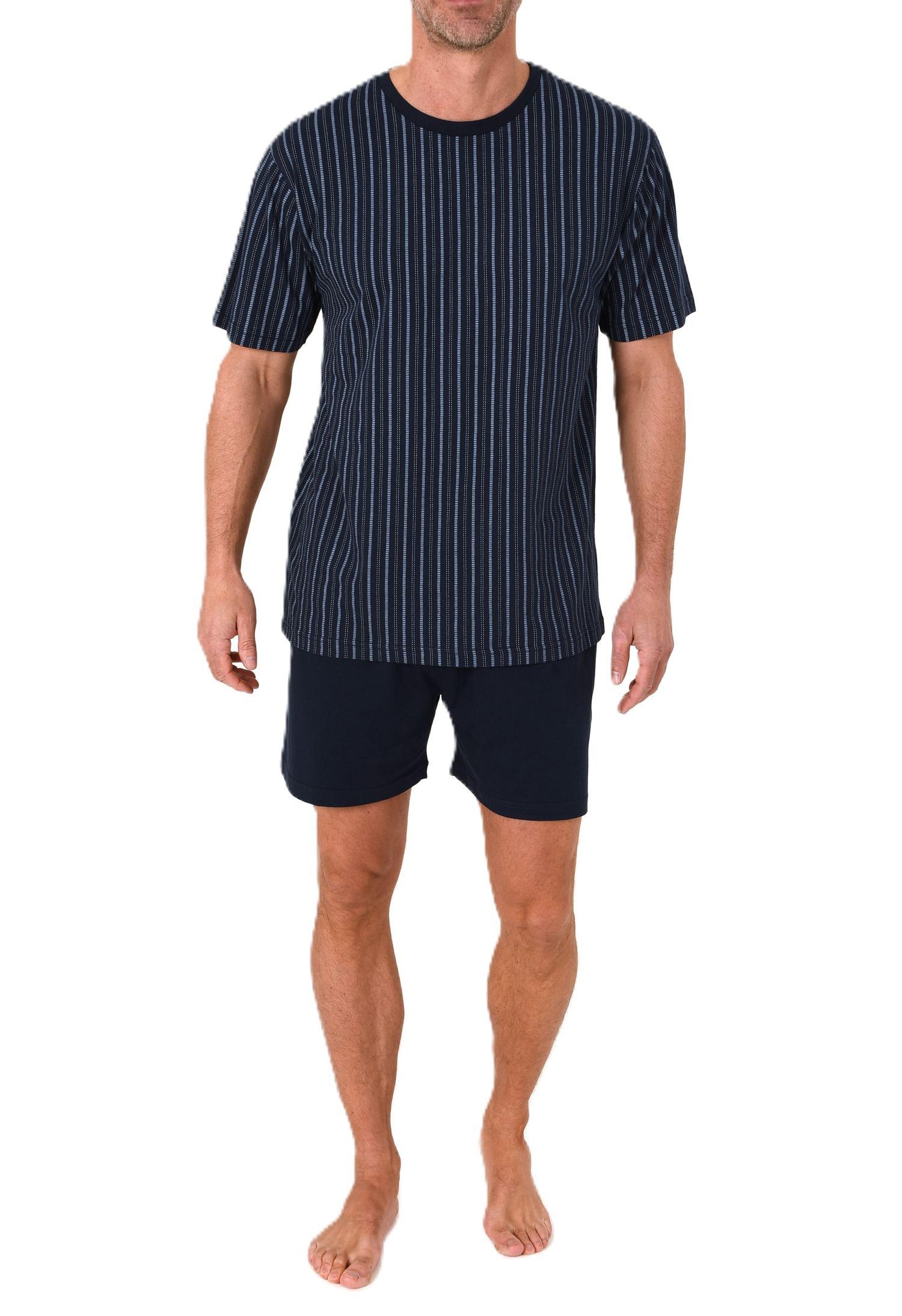 Normann Herren Schlafanzug kurzarm Shorty Pyjama in zeitloser Minimal Print Optik