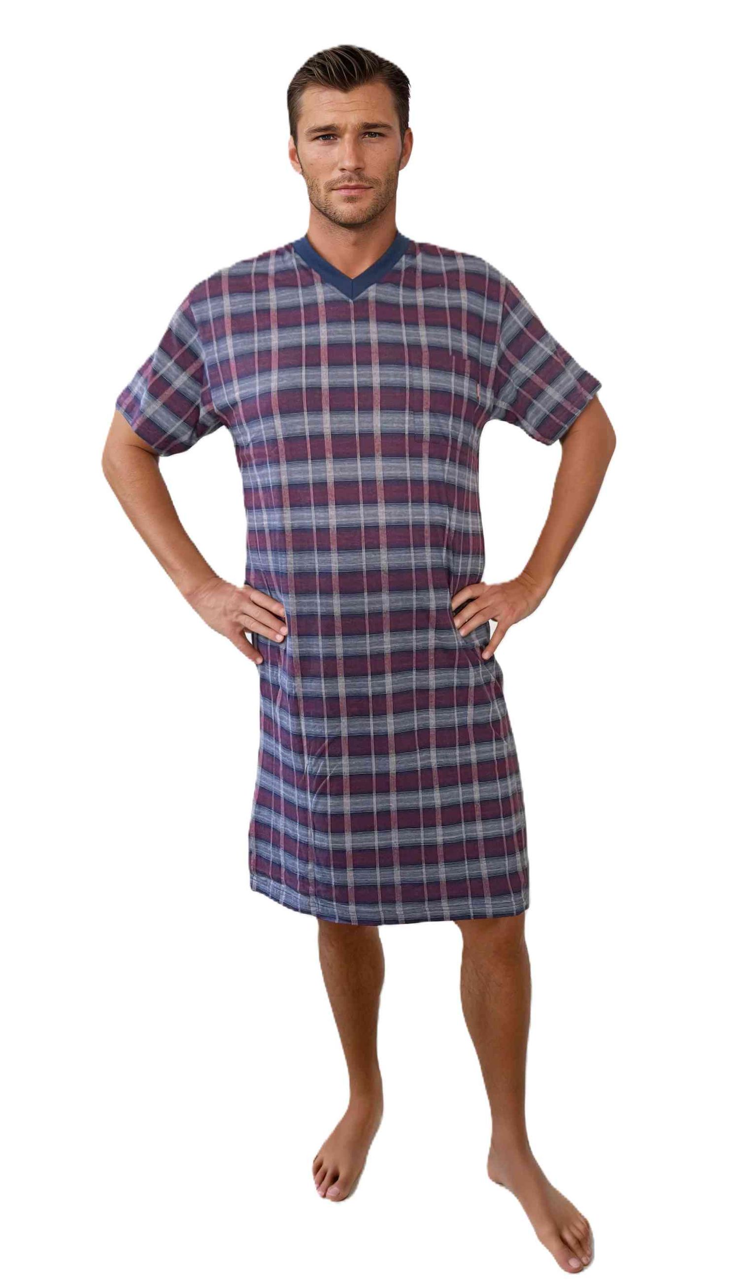 Normann Herren kurzarm Nachthemd im edlen Look