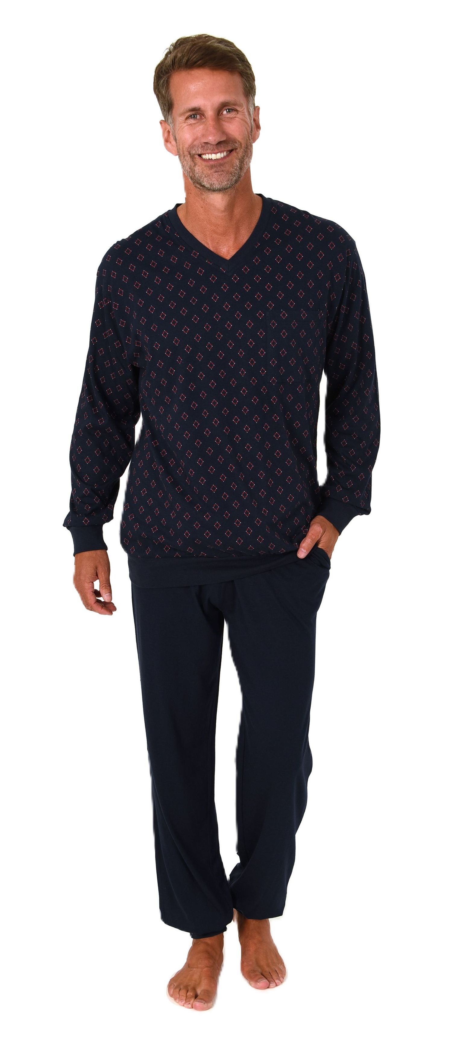 Normann Herren langarm Schlafanzug mit Bündchen – Pyjama Set auch in Übergrößen Normann Herren langarm Schlafanzug mit Bündchen – Pyjama Set auch in Übergrößen
