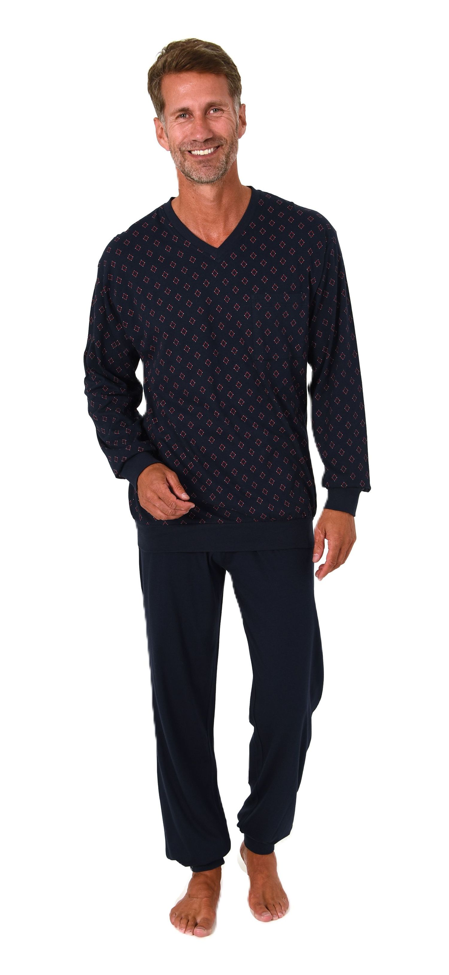 Normann Herren langarm Schlafanzug mit Bündchen – Pyjama Set auch in Übergrößen Normann Herren langarm Schlafanzug mit Bündchen – Pyjama Set auch in Übergrößen