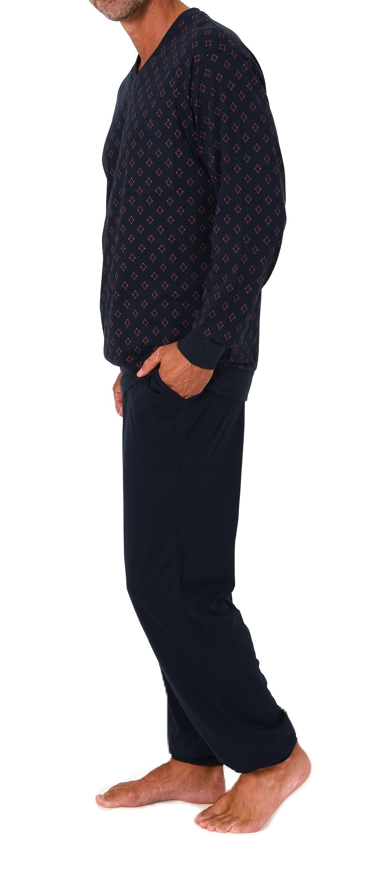 Normann Herren langarm Schlafanzug mit Bündchen – Pyjama Set auch in Übergrößen