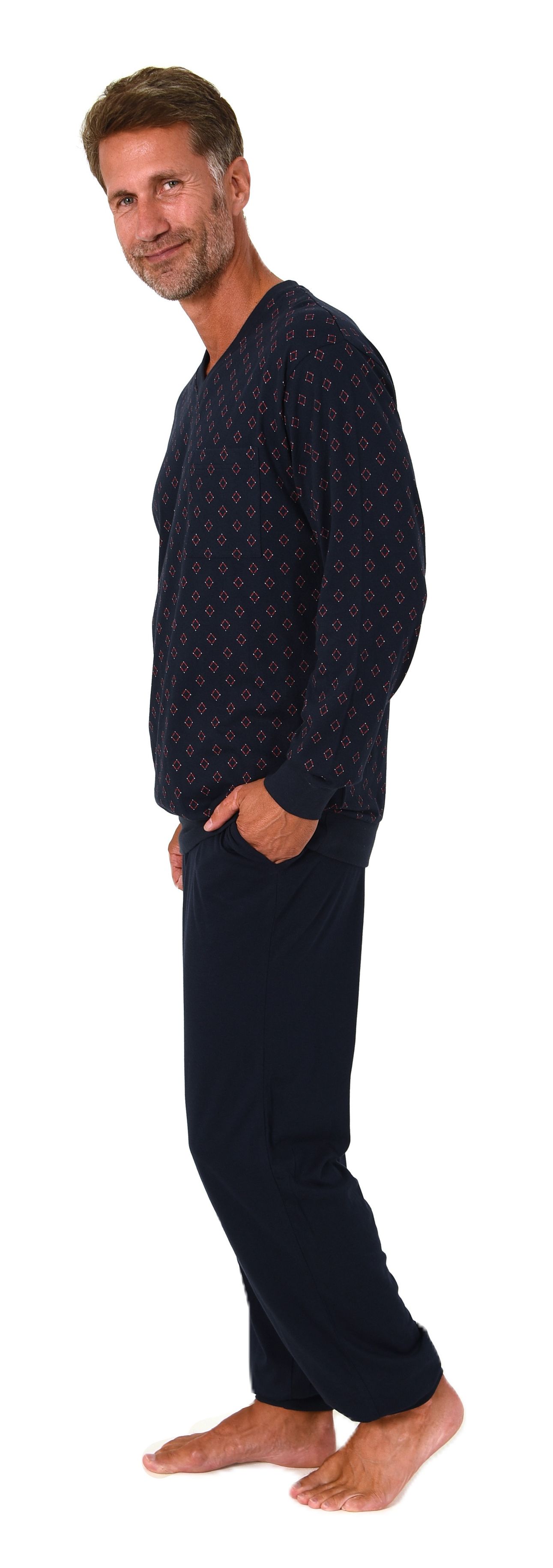 Normann Herren langarm Schlafanzug mit Bündchen – Pyjama Set auch in Übergrößen Normann Herren langarm Schlafanzug mit Bündchen – Pyjama Set auch in Übergrößen