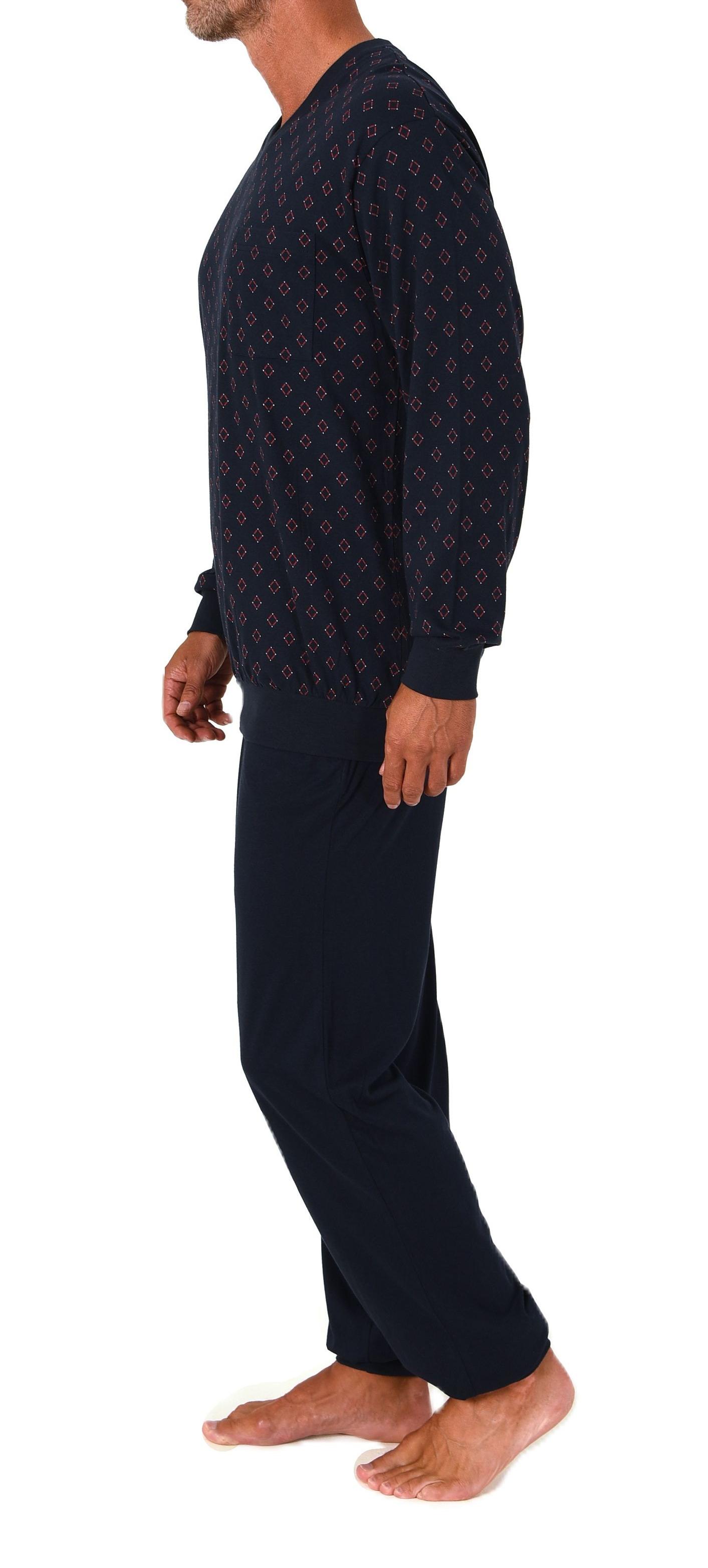 Normann Herren langarm Schlafanzug mit Bündchen – Pyjama Set auch in Übergrößen