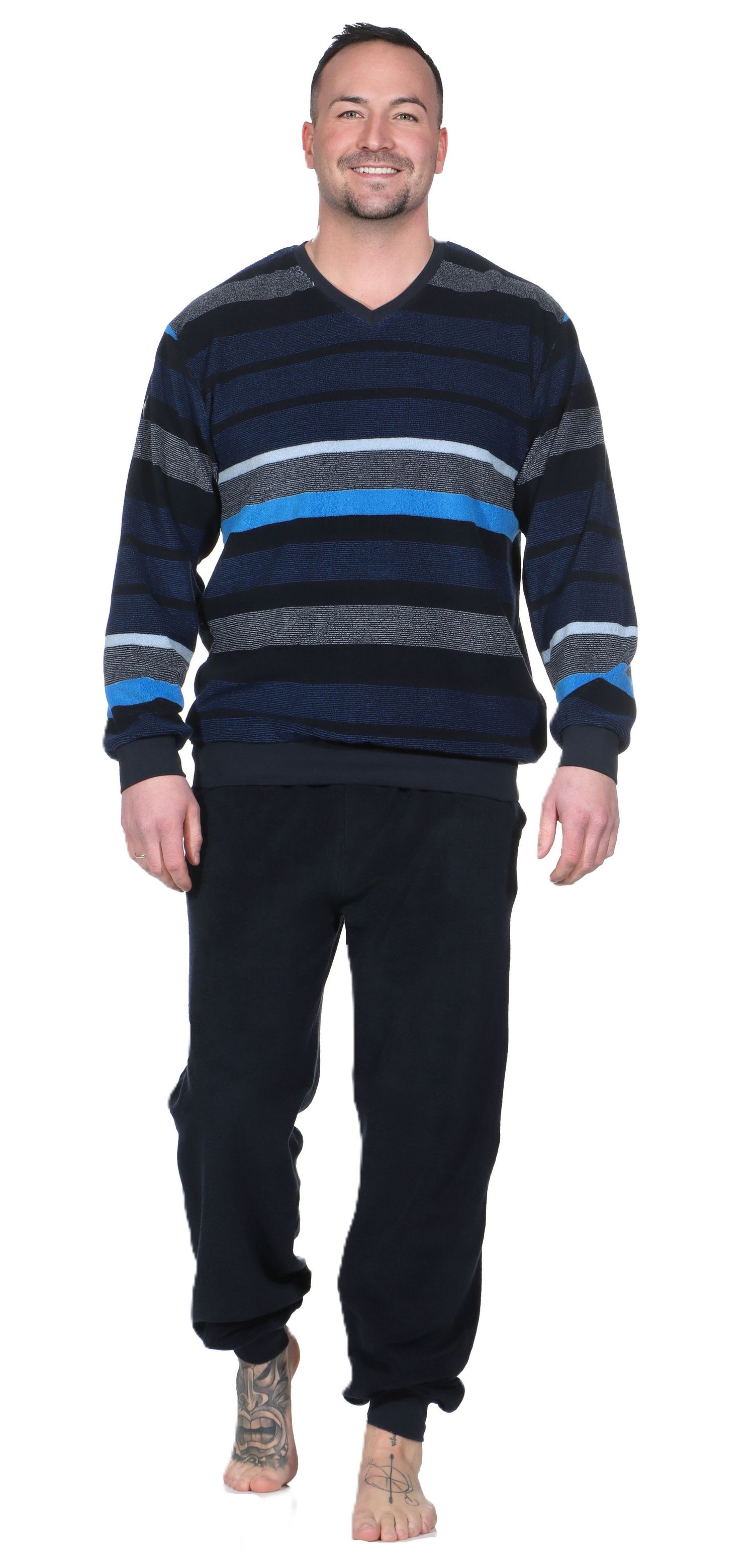 Normann Herren Frottee langarm Schlafanzug Pyjama in eleganter Optik – auch in Übergröße Normann Herren Frottee langarm Schlafanzug Pyjama in eleganter Optik – auch in Übergröße