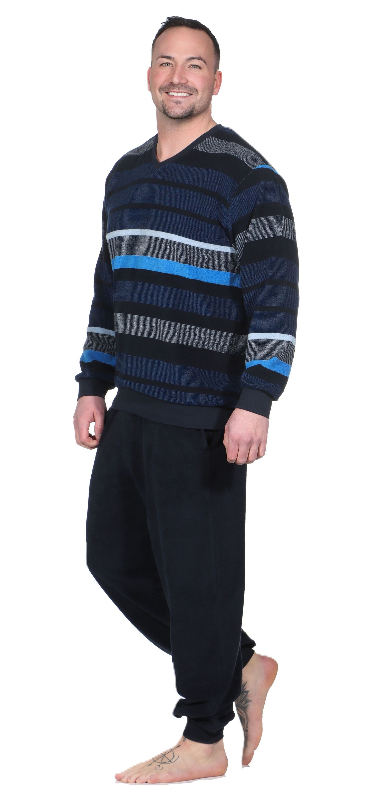 Normann Herren Frottee langarm Schlafanzug Pyjama in eleganter Optik – auch in Übergröße Normann Herren Frottee langarm Schlafanzug Pyjama in eleganter Optik – auch in Übergröße
