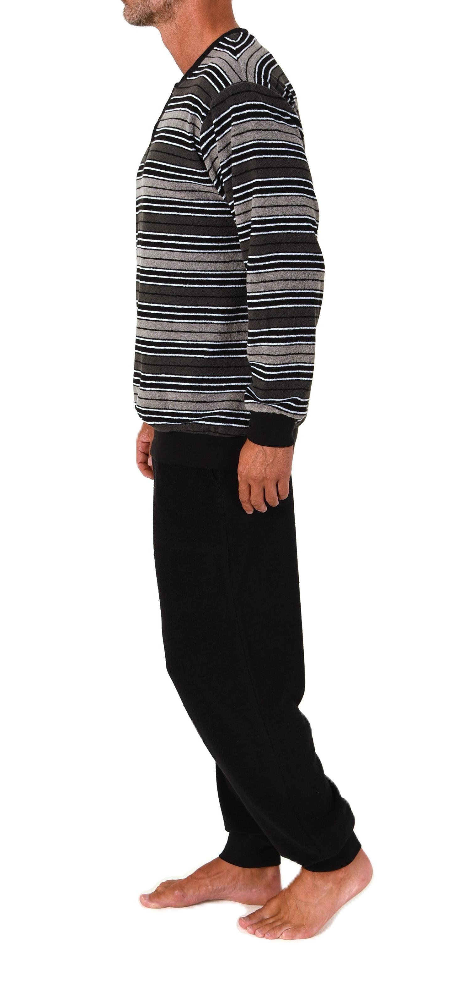Normann Herren Frottee langarm Schlafanzug mit Bündchen in edler Optik – auch in Übergröße
