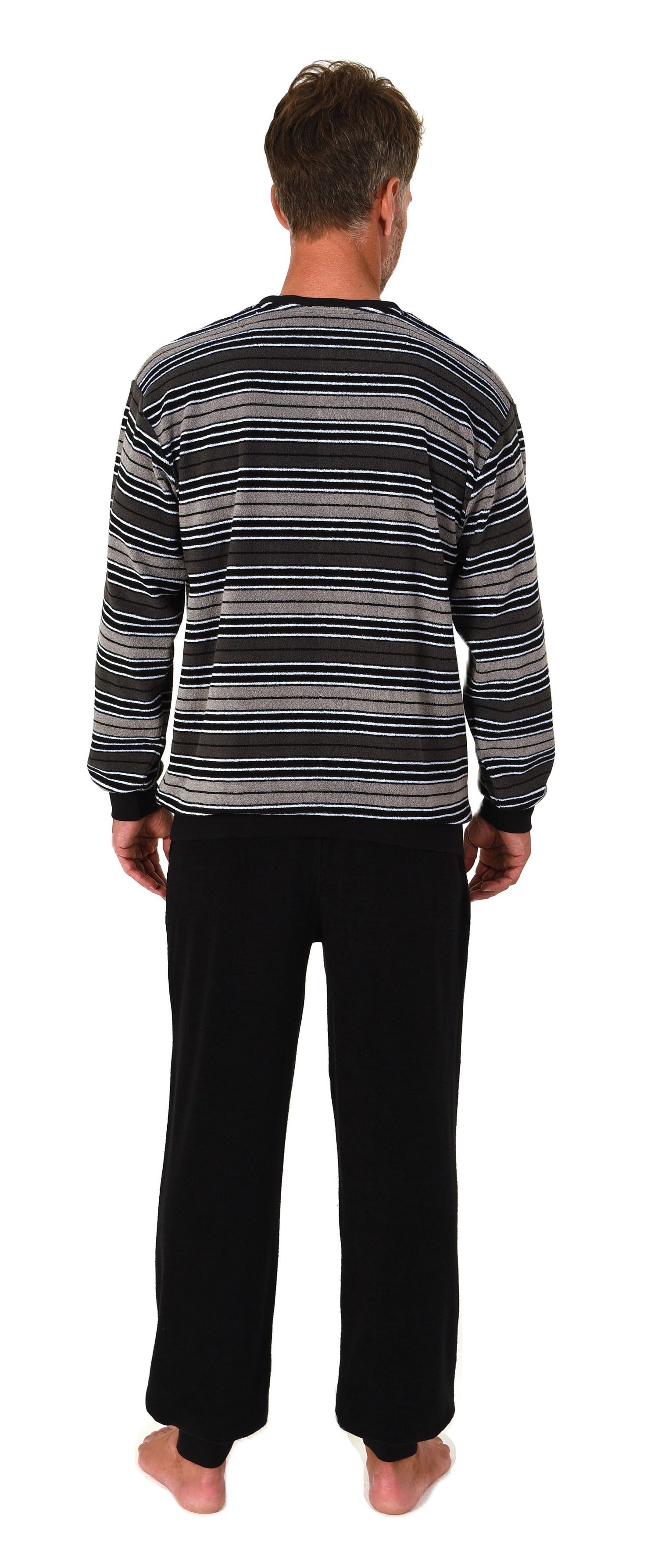 Normann Herren Frottee langarm Schlafanzug mit Bündchen in edler Optik – auch in Übergröße