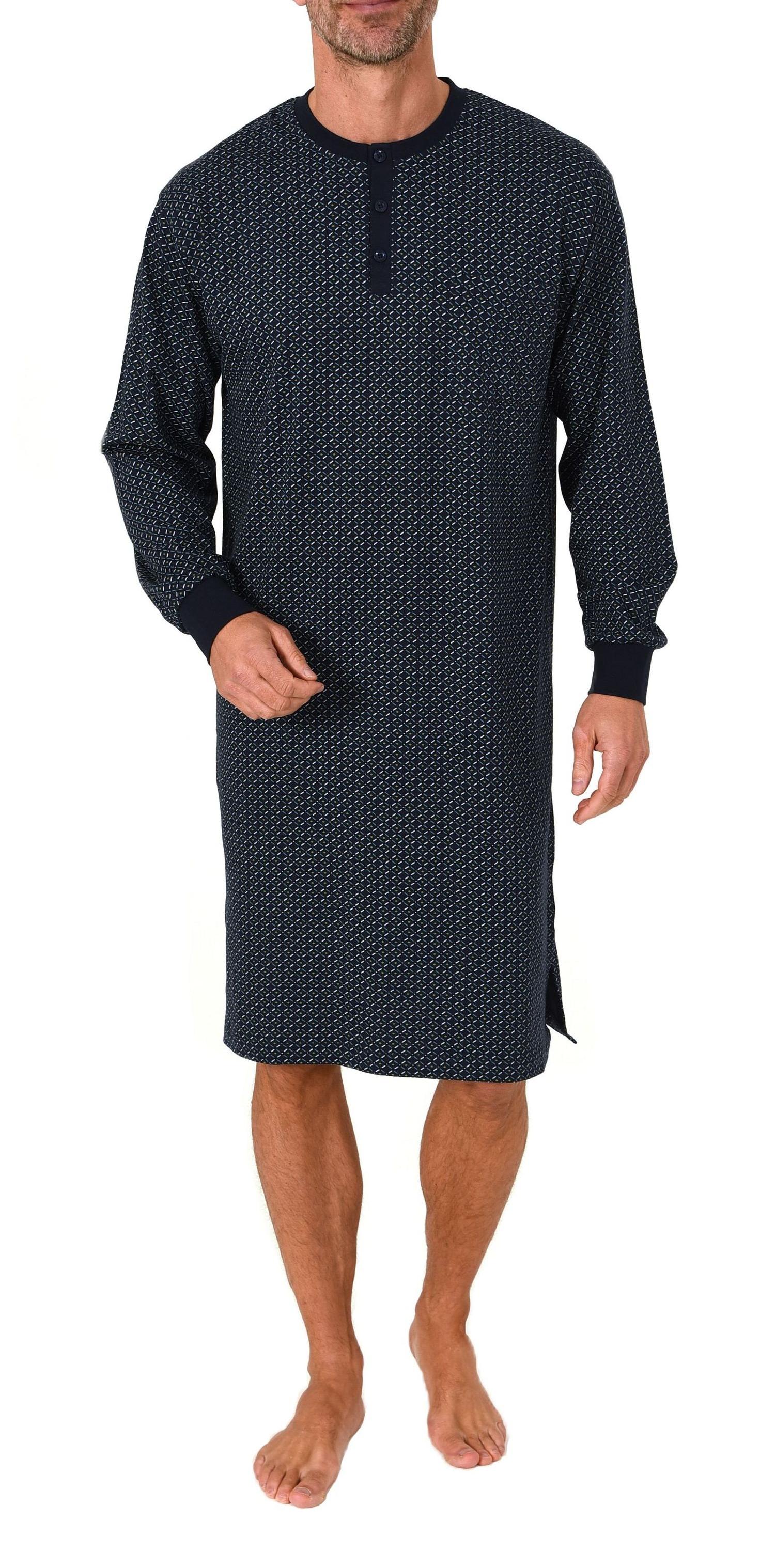 Normann Herren Langarm Nachthemd mit Bündchen – Minimalprint-Optik - auch in Übergröße Normann Herren Langarm Nachthemd mit Bündchen – Minimalprint-Optik - auch in Übergröße