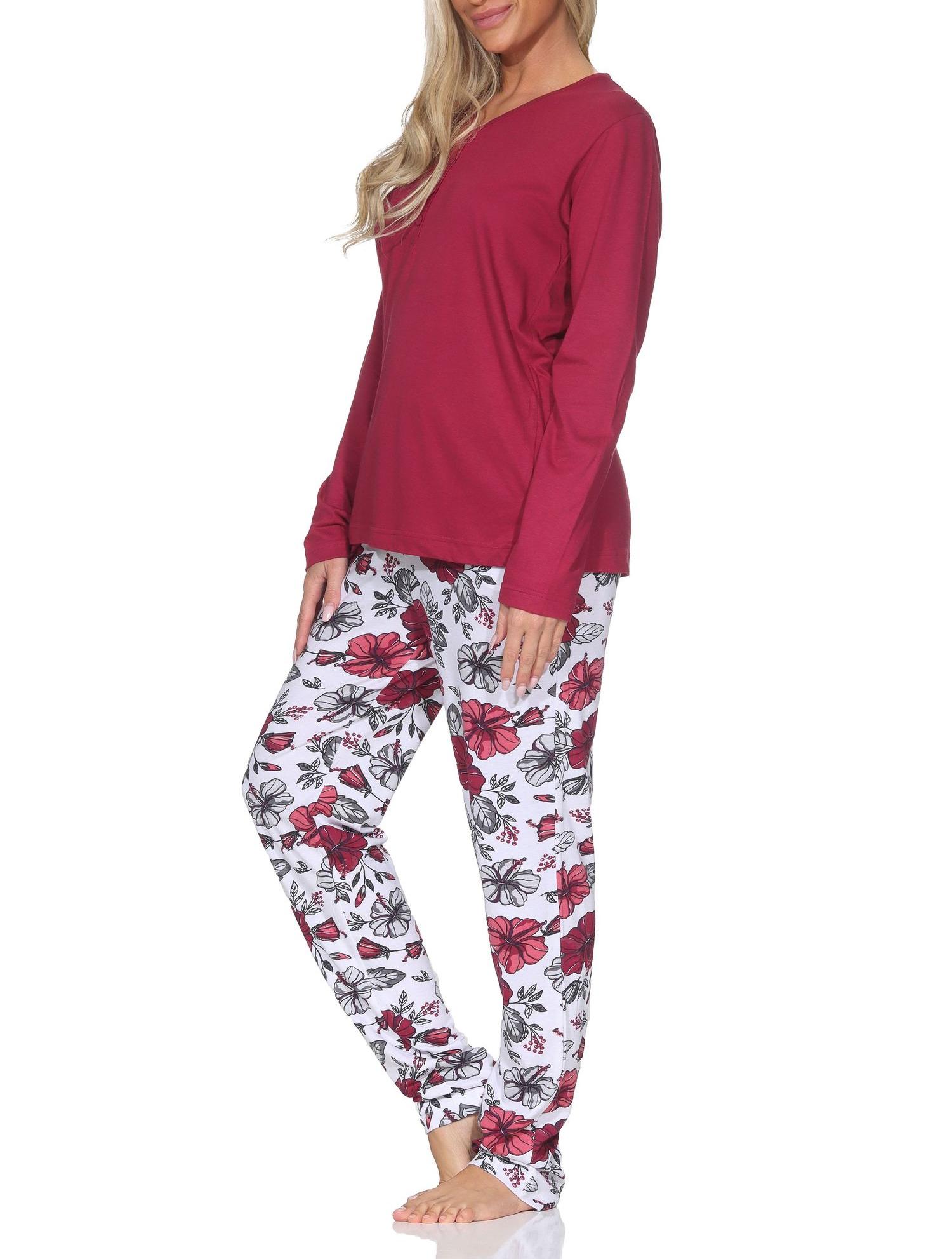 Normann Damen langarm Schlafanzug Pyjama in floralem Design - auch in Übergrößen Normann Damen langarm Schlafanzug Pyjama in floralem Design - auch in Übergrößen