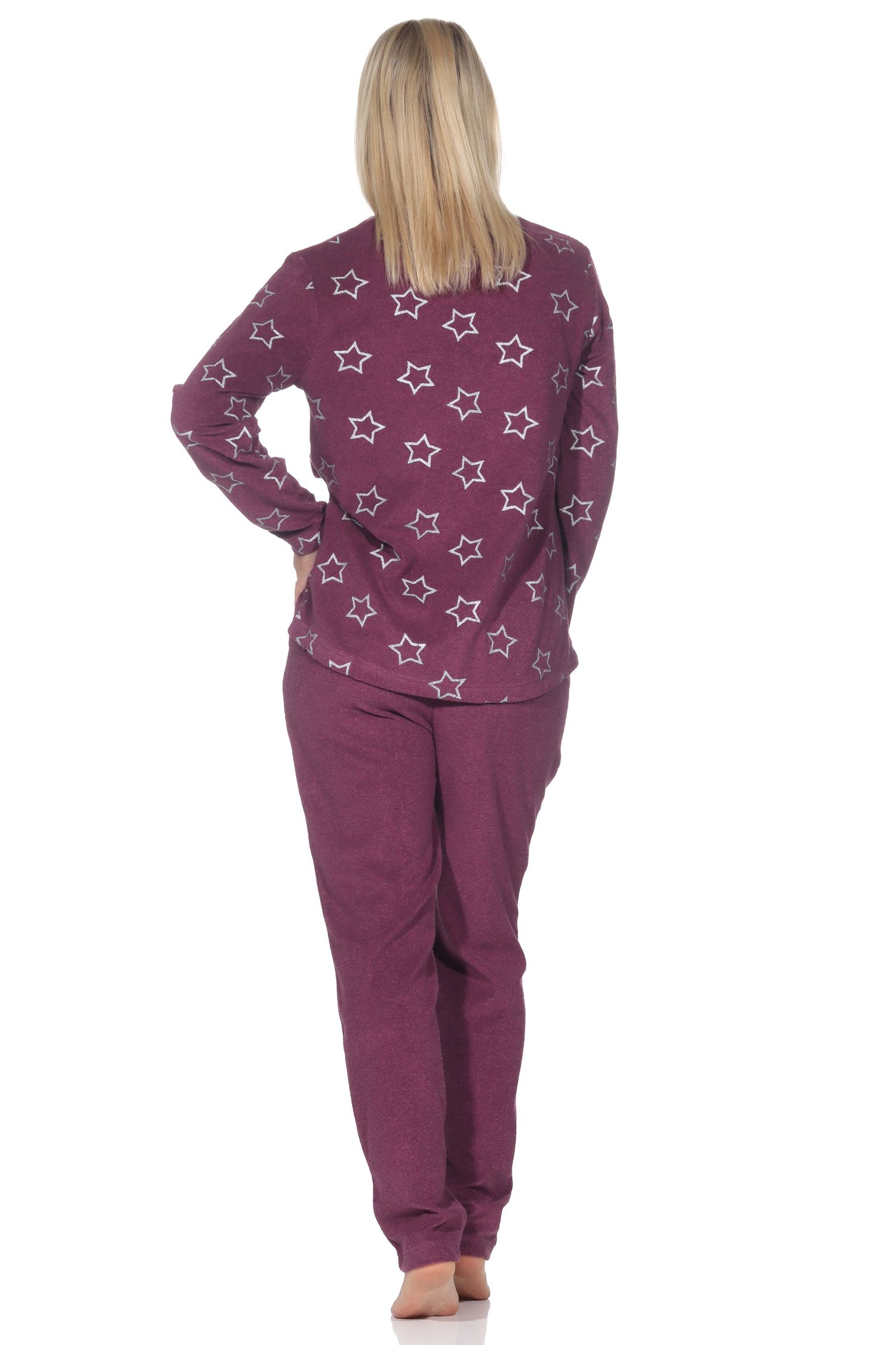 Normann Damen Frottee Schlafanzug mit Bündchen in edler Sterne Optik - auch in Übergröße