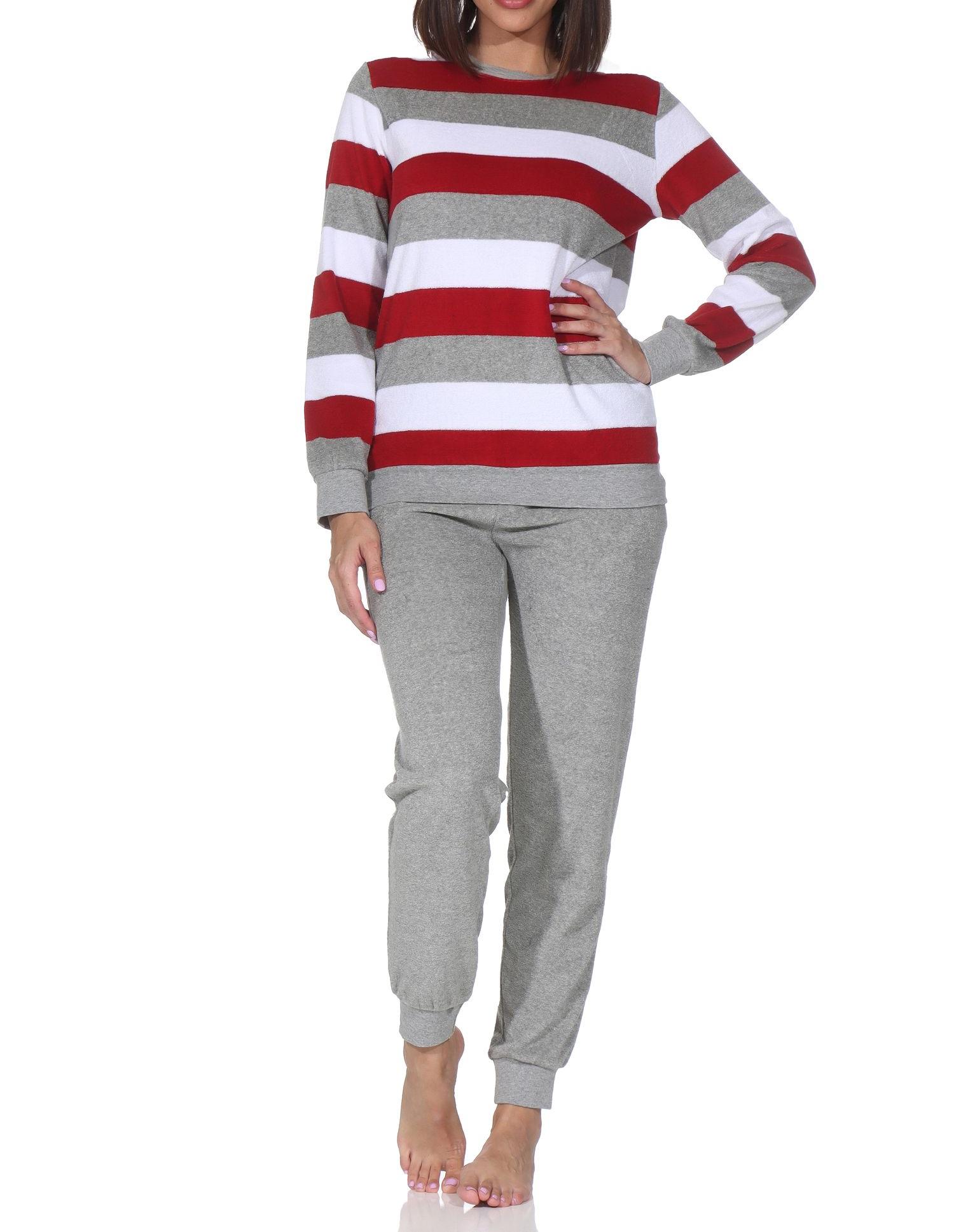 Normann Damen Frottee Schlafanzug in eleganter Blockstreifenoptik - auch in Übergröße Normann Damen Frottee Schlafanzug in eleganter Blockstreifenoptik - auch in Übergröße