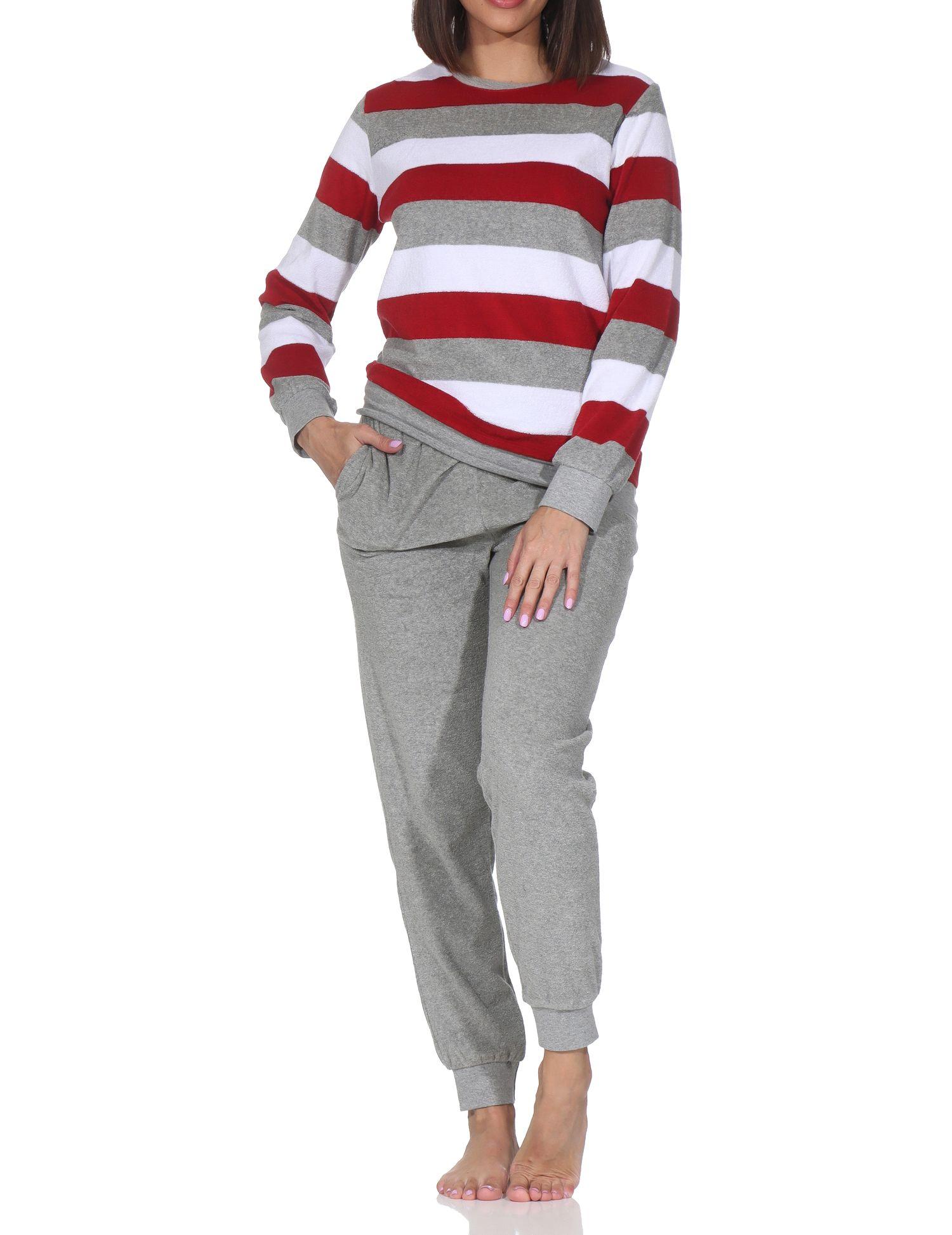 Normann Damen Frottee Schlafanzug in eleganter Blockstreifenoptik - auch in Übergröße