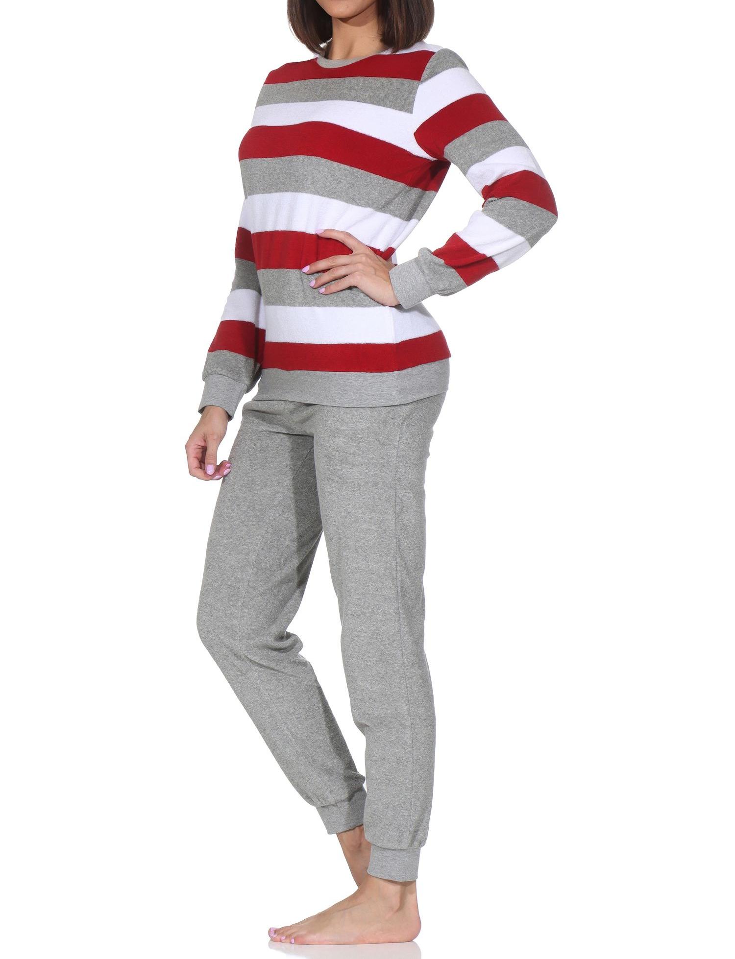 Normann Damen Frottee Schlafanzug in eleganter Blockstreifenoptik - auch in Übergröße