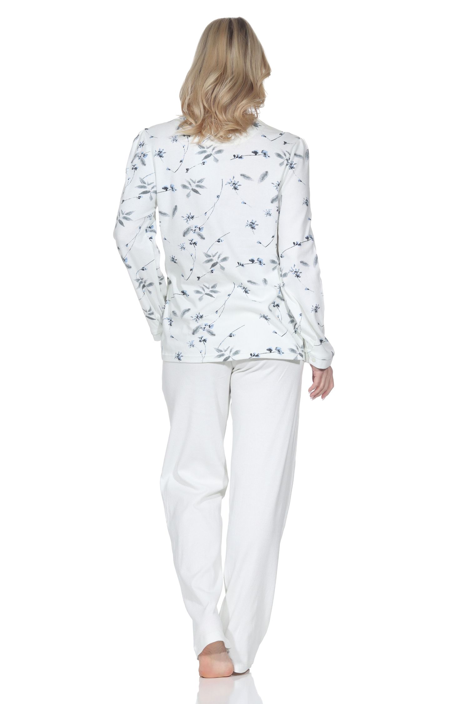 Normann Damen Interlock Schlafanzug zum durchknöpfen - auch in Übergrößen – Edle optik