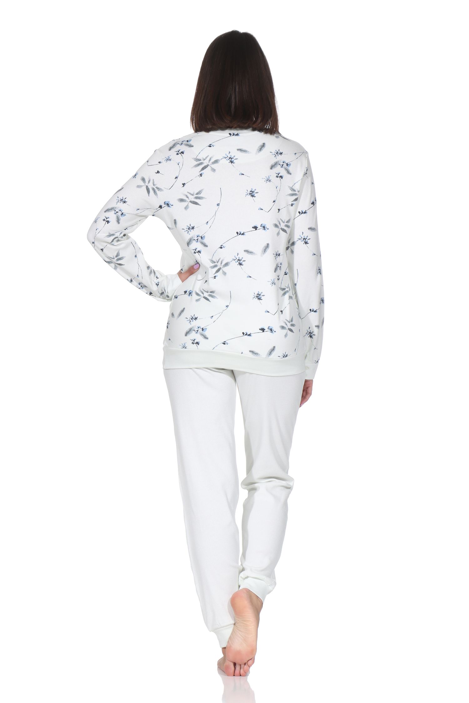 Normann Damen Interlock Schlafanzug mit Bündchen in edler Optik - auch in Übergröße