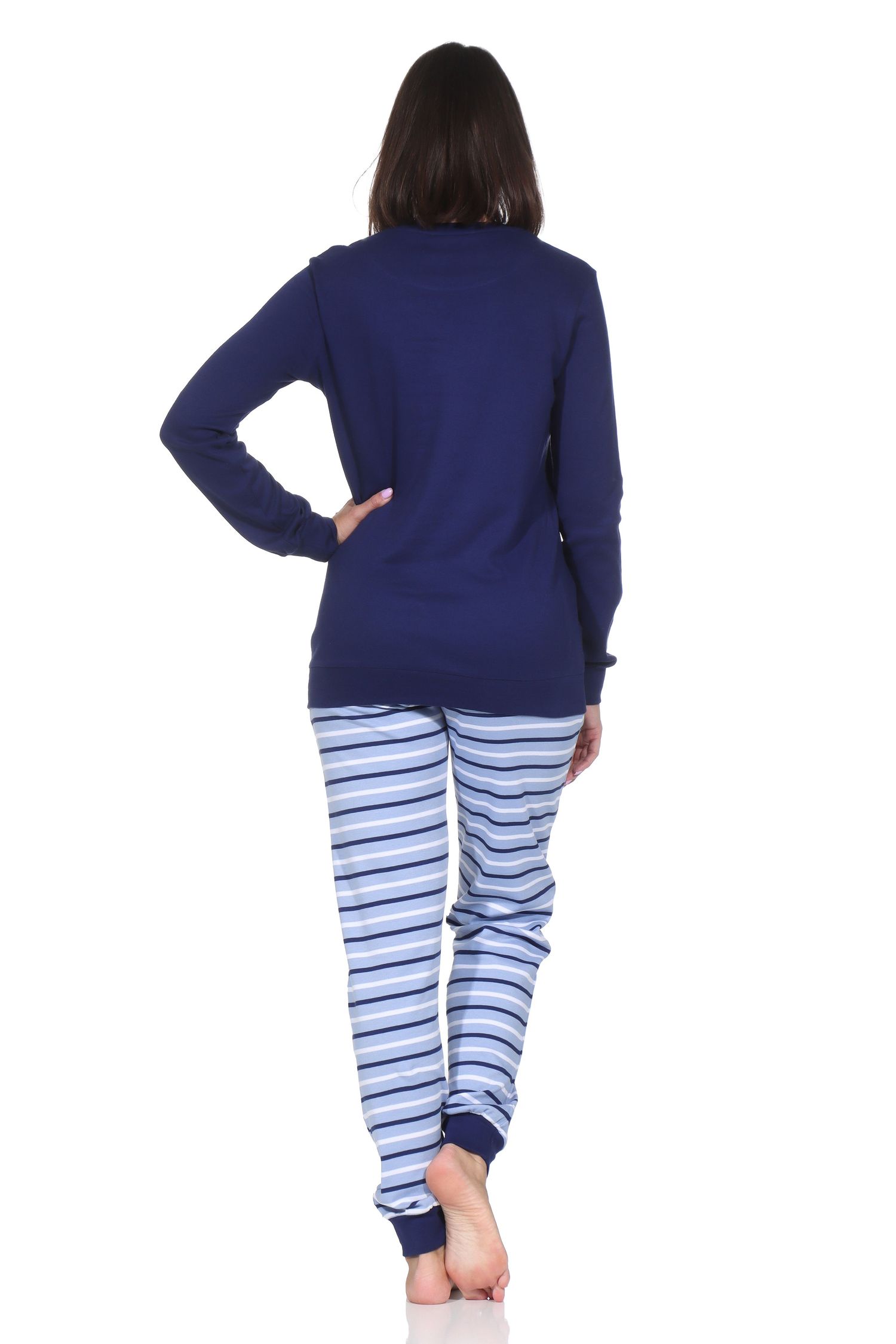 Normann Damen Schlafanzug mit Bündchen in Kuschel Interlock Qualität mit süssen Tiermotiv