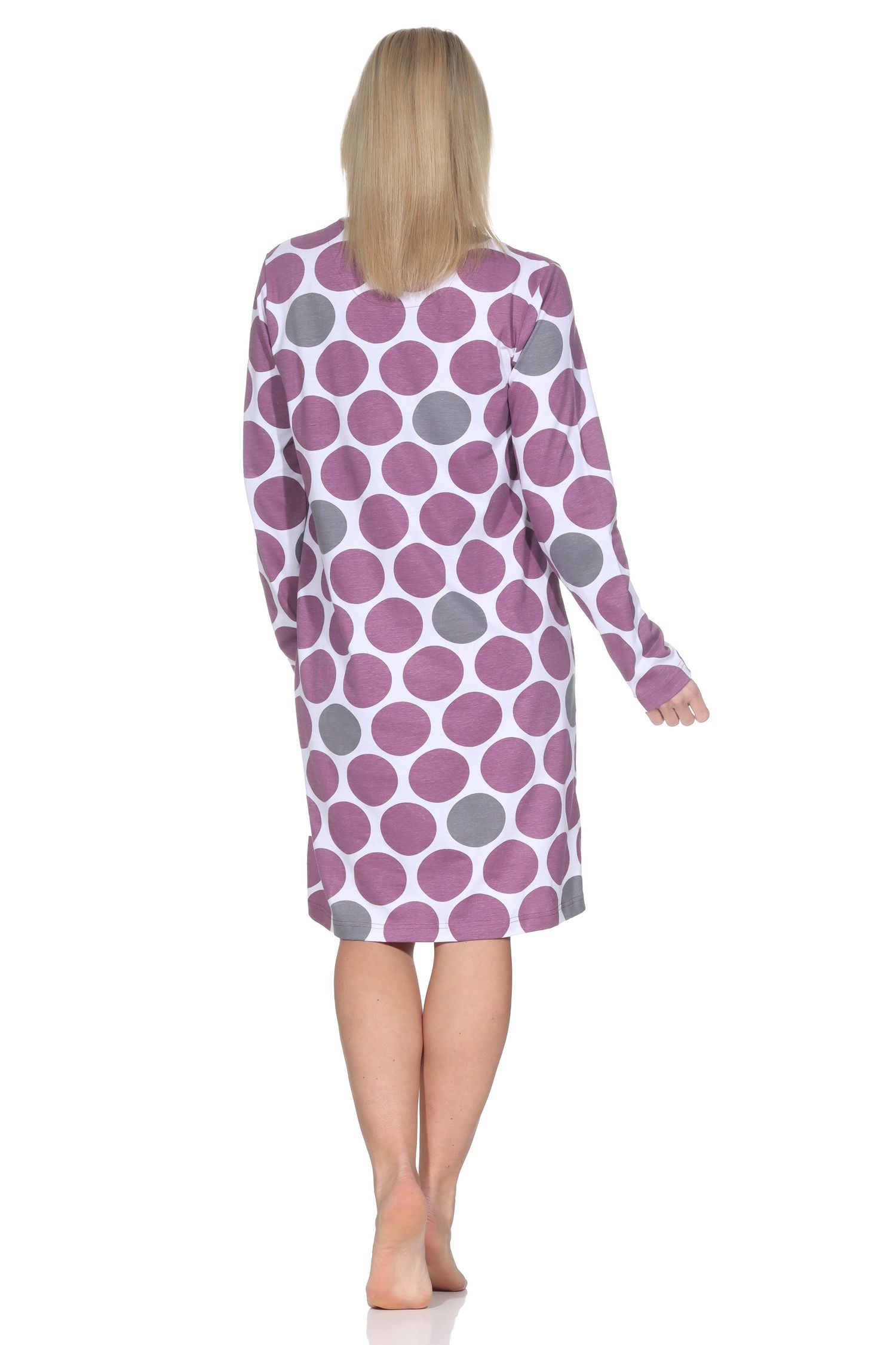 Normann Damen langarm Nachthemd Sleepshirt in Punkte Tupfen Look Normann Damen langarm Nachthemd Sleepshirt in Punkte Tupfen Look