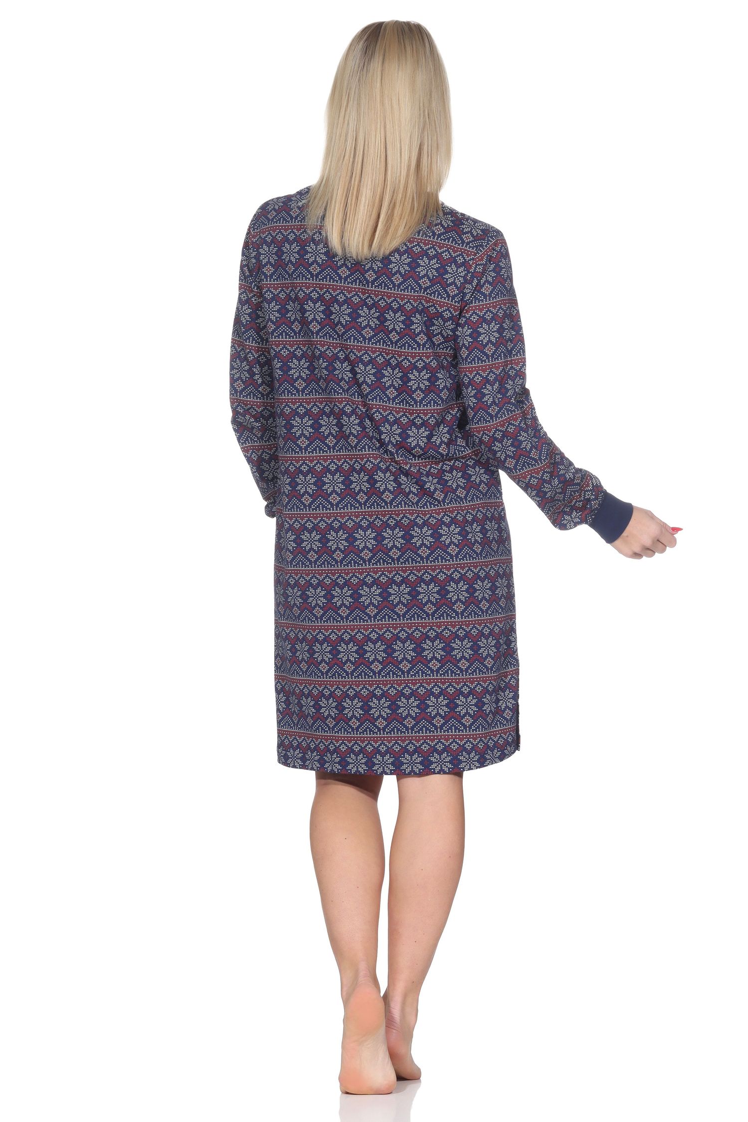 Normann Damen langarm Nachthemd mit Bündchen im Ethnolook – Sleepshirt auch in Übergrößen Normann Damen langarm Nachthemd mit Bündchen im Ethnolook – Sleepshirt auch in Übergrößen